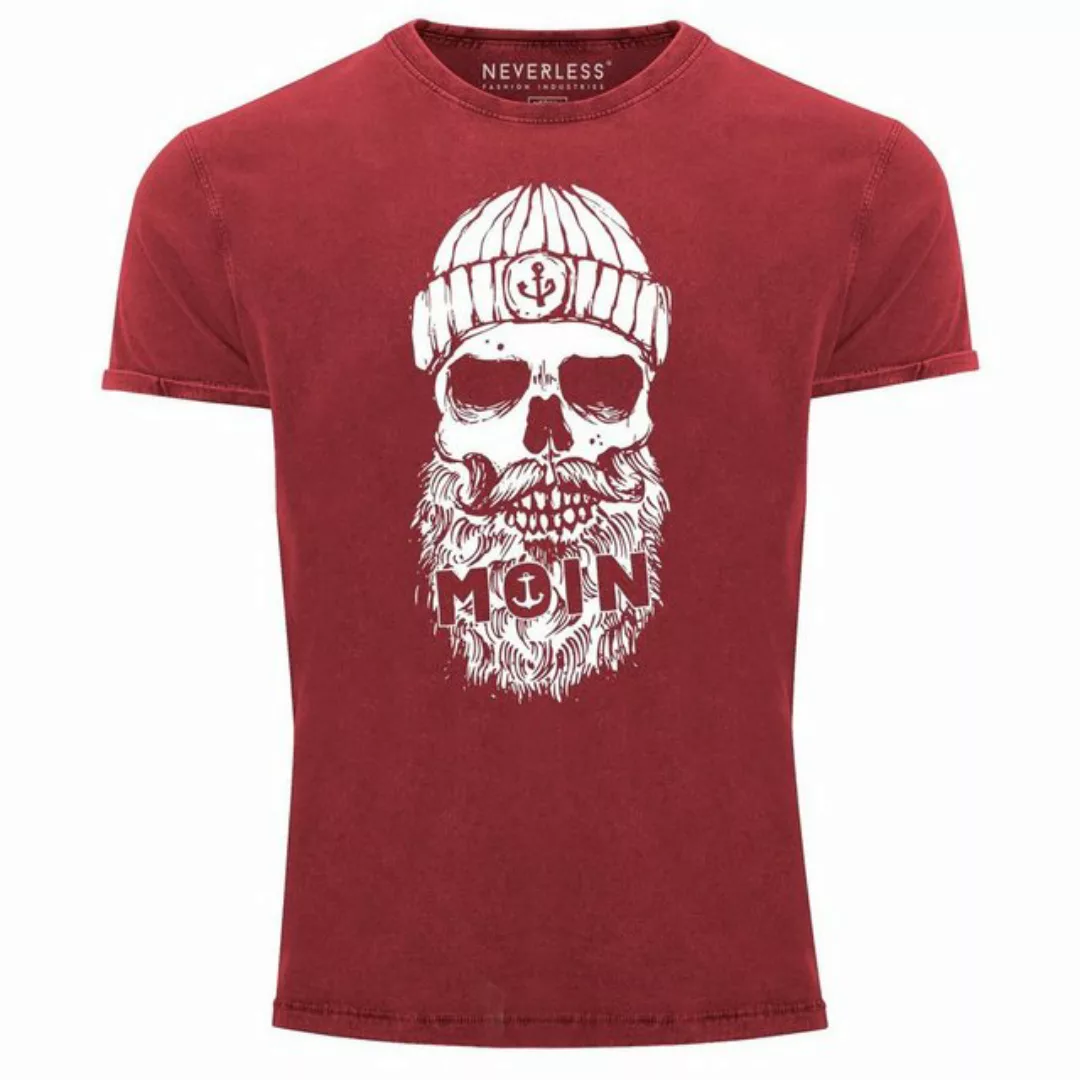 Neverless Print-Shirt Herren Vintage Shirt Moin Totenkopf Anker Skull Print günstig online kaufen