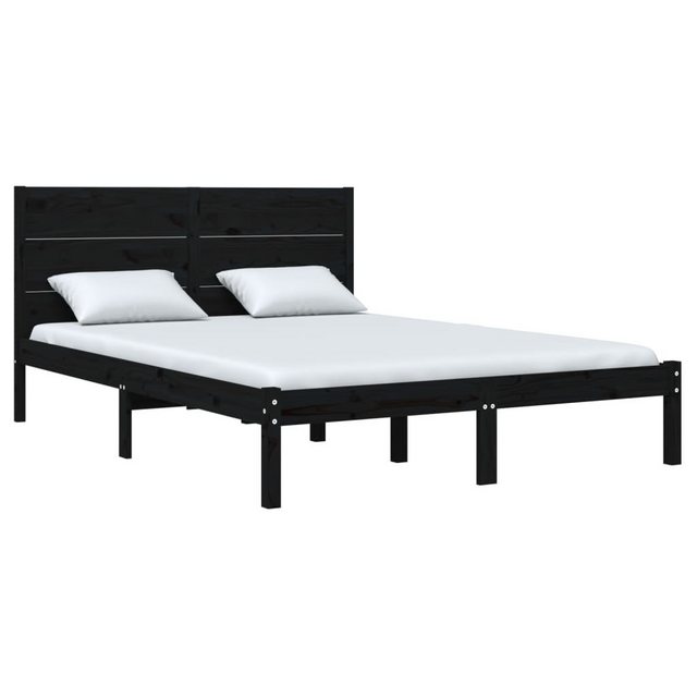 vidaXL Bett Massivholzbett Schwarz Kiefer 120x200 cm günstig online kaufen