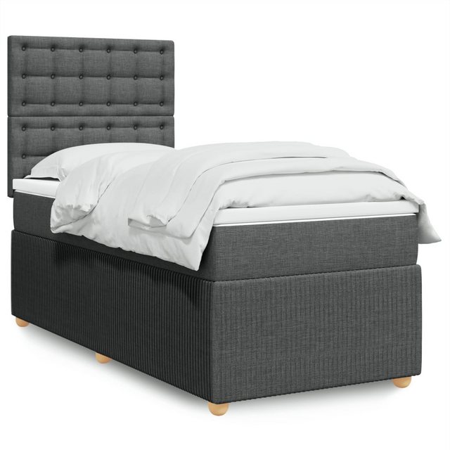 vidaXL Bettgestell Boxspringbett mit Matratze Dunkelgrau 90x200 cm Stoff Be günstig online kaufen