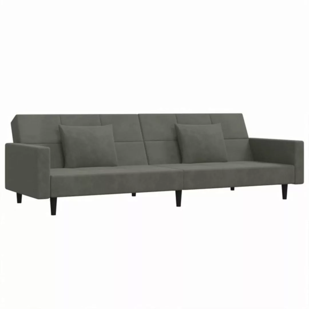 vidaXL Sofa Schlafsofa 2-Sitzer mit 2 Kissen Dunkelgrau Samt günstig online kaufen