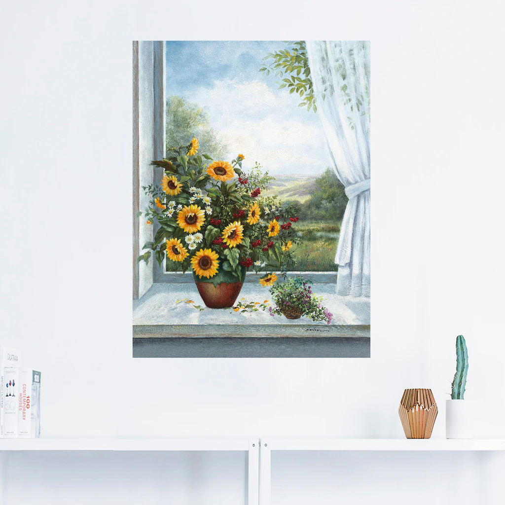 Artland Wandbild "Sonnenblumen am Fenster", Arrangements, (1 St.), als Lein günstig online kaufen