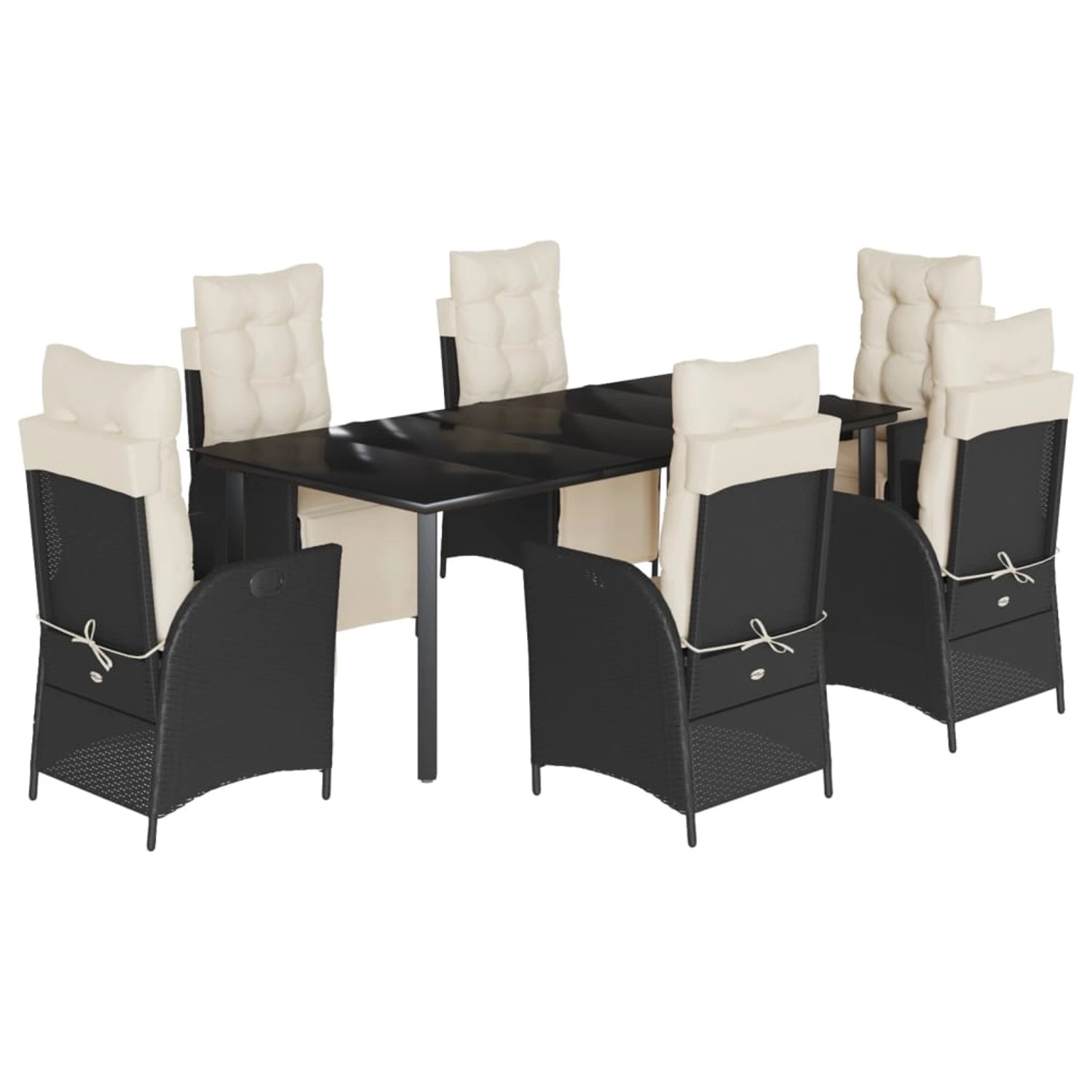 vidaXL 7-Tlg Garten-Essgruppe mit Kissen Schwarz Poly Rattan 3213390 günstig online kaufen