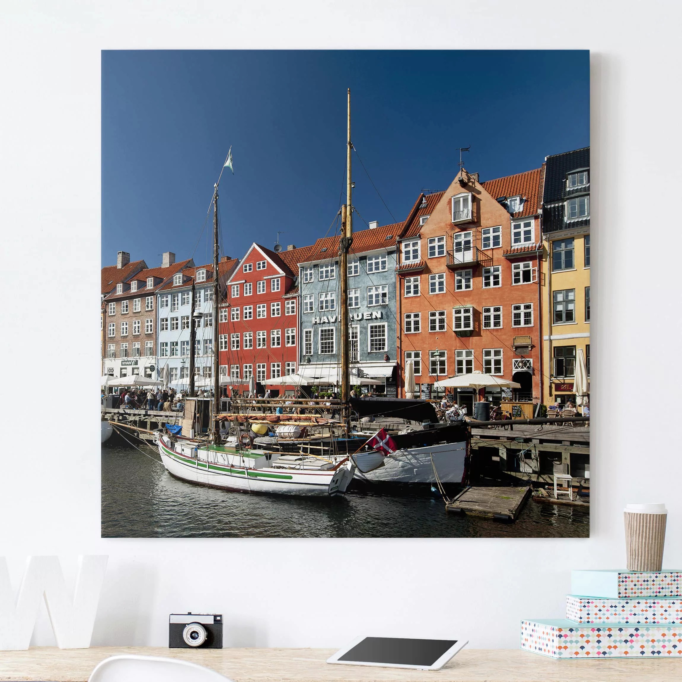 Leinwandbild Architektur & Skyline - Quadrat Hafen in Kopenhagen günstig online kaufen