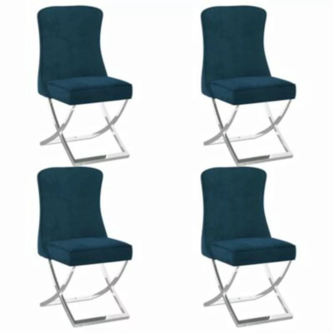 Esszimmerstühle 4 Stk. Blau 53x52x98 Cm Samt günstig online kaufen