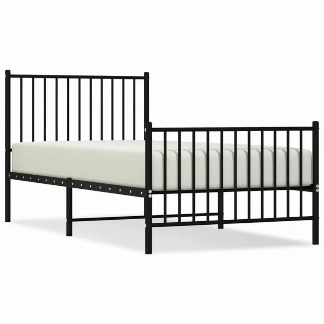 furnicato Bett Bettgestell mit Kopf- und Fußteil Metall Schwarz 90x190 cm günstig online kaufen