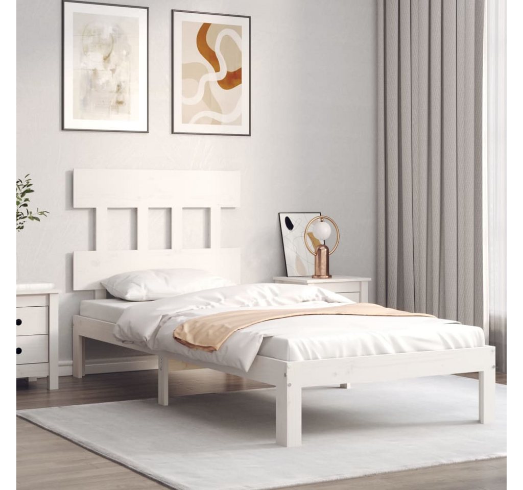 vidaXL Bett Massivholzbett ohne Matratze Weiß 90x200 cm Kiefernholz günstig online kaufen