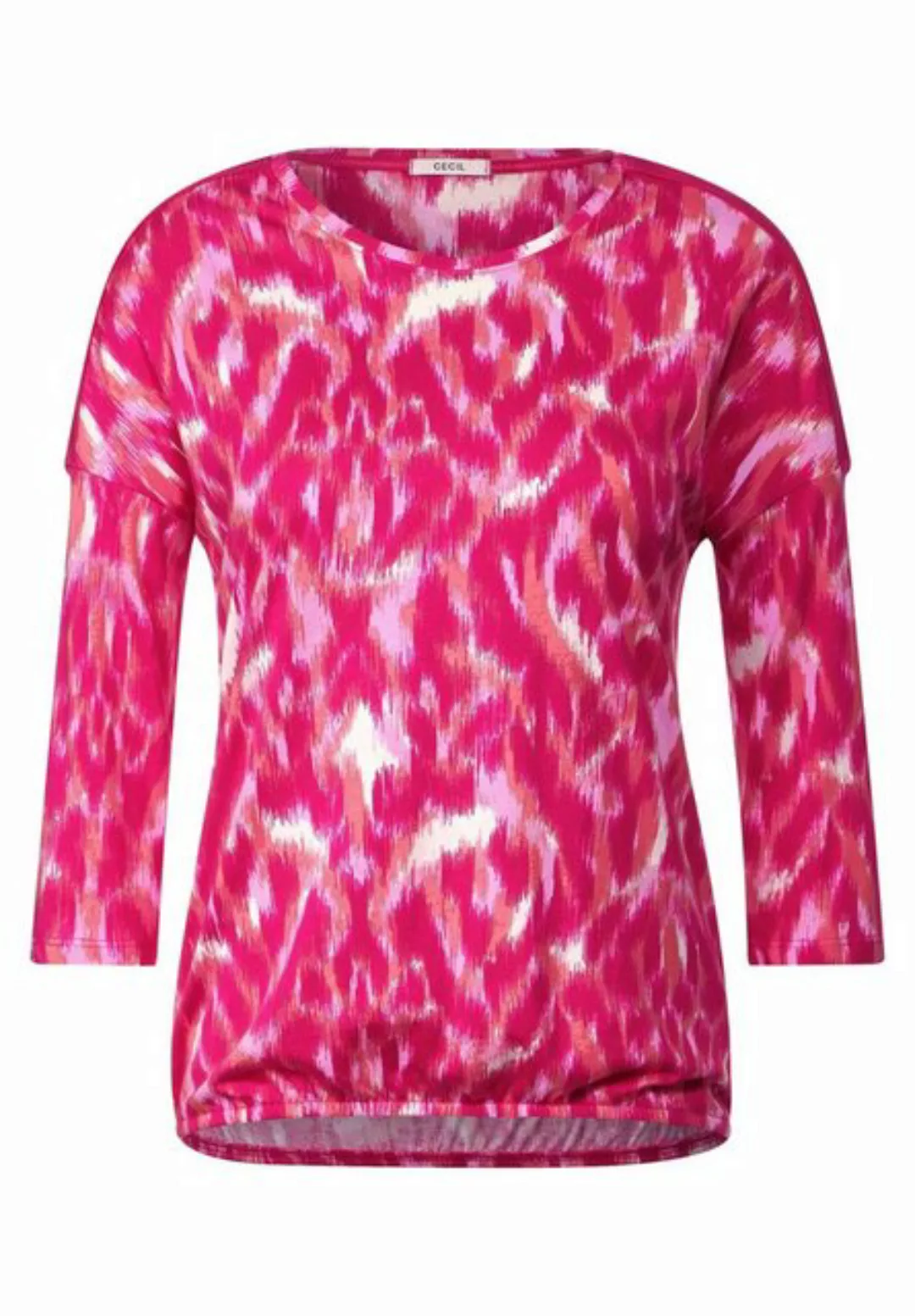 Cecil 3/4-Arm-Shirt Cecil Ripp Schulter Shirt in Pink Sorbet (1-tlg) Rippst günstig online kaufen