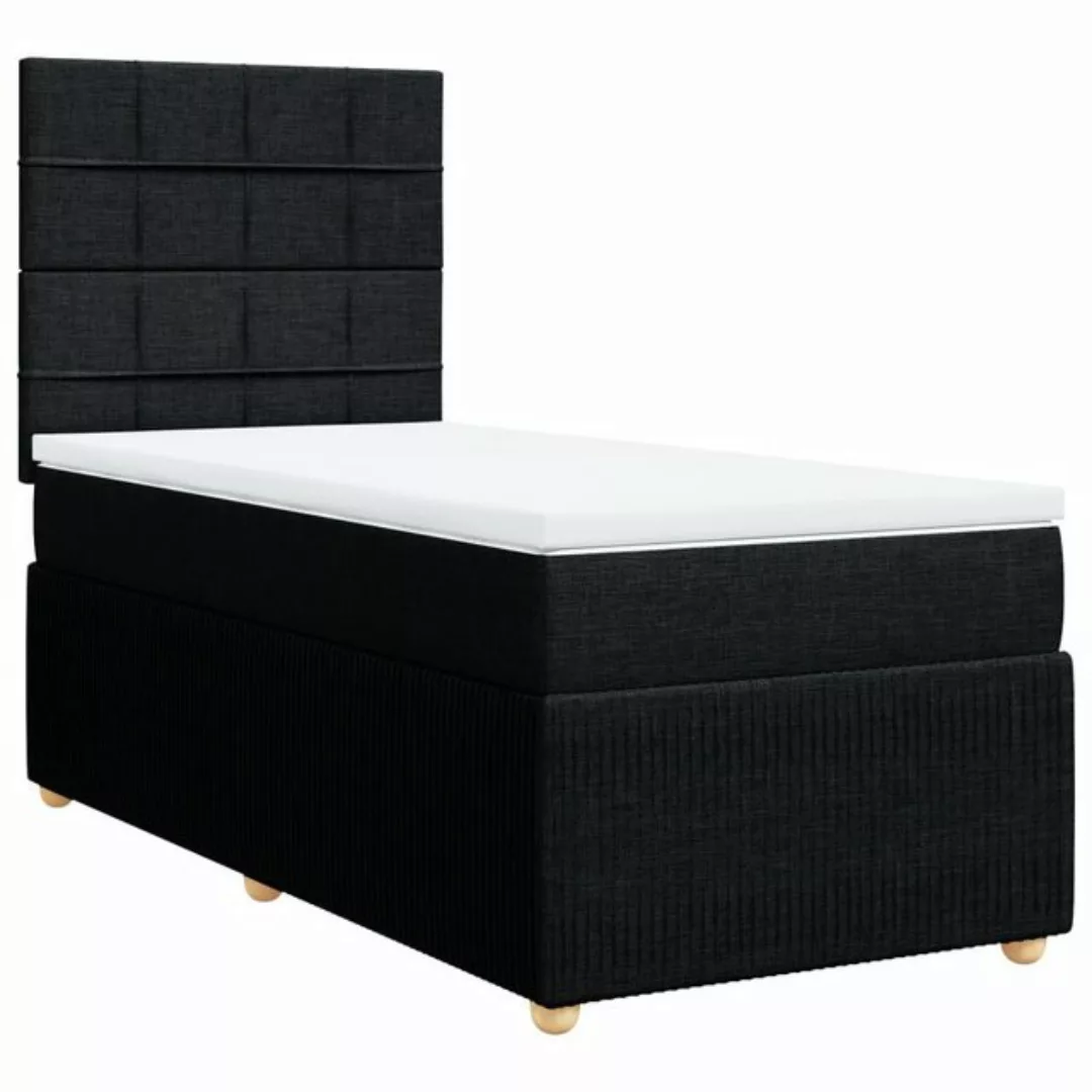 vidaXL Boxspringbett, Boxspringbett mit Matratze Schwarz 90x200 cm Stoff günstig online kaufen