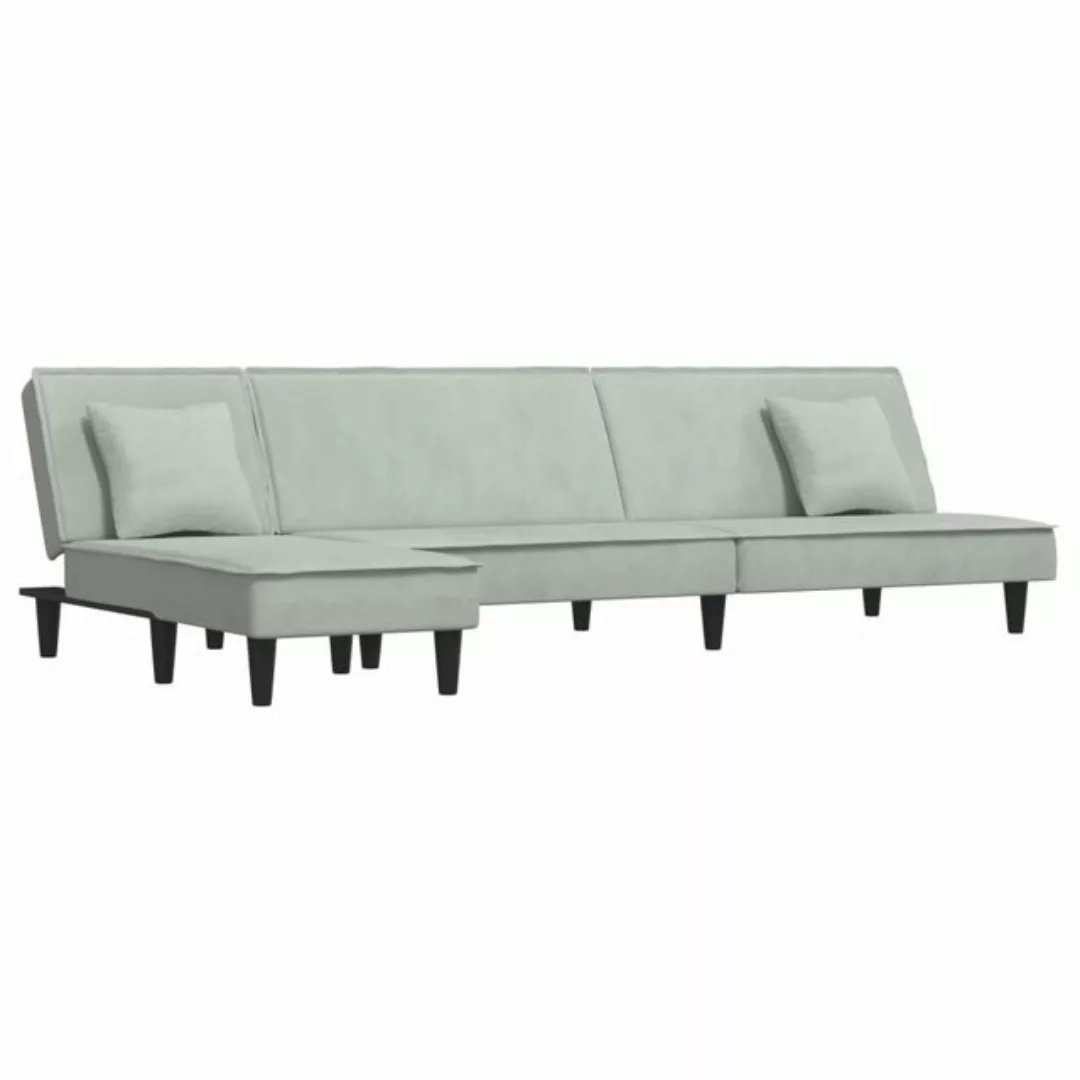 vidaXL Schlafsofa, Sofa in L-Form Hellgrau 255x140x70 cm Samt günstig online kaufen