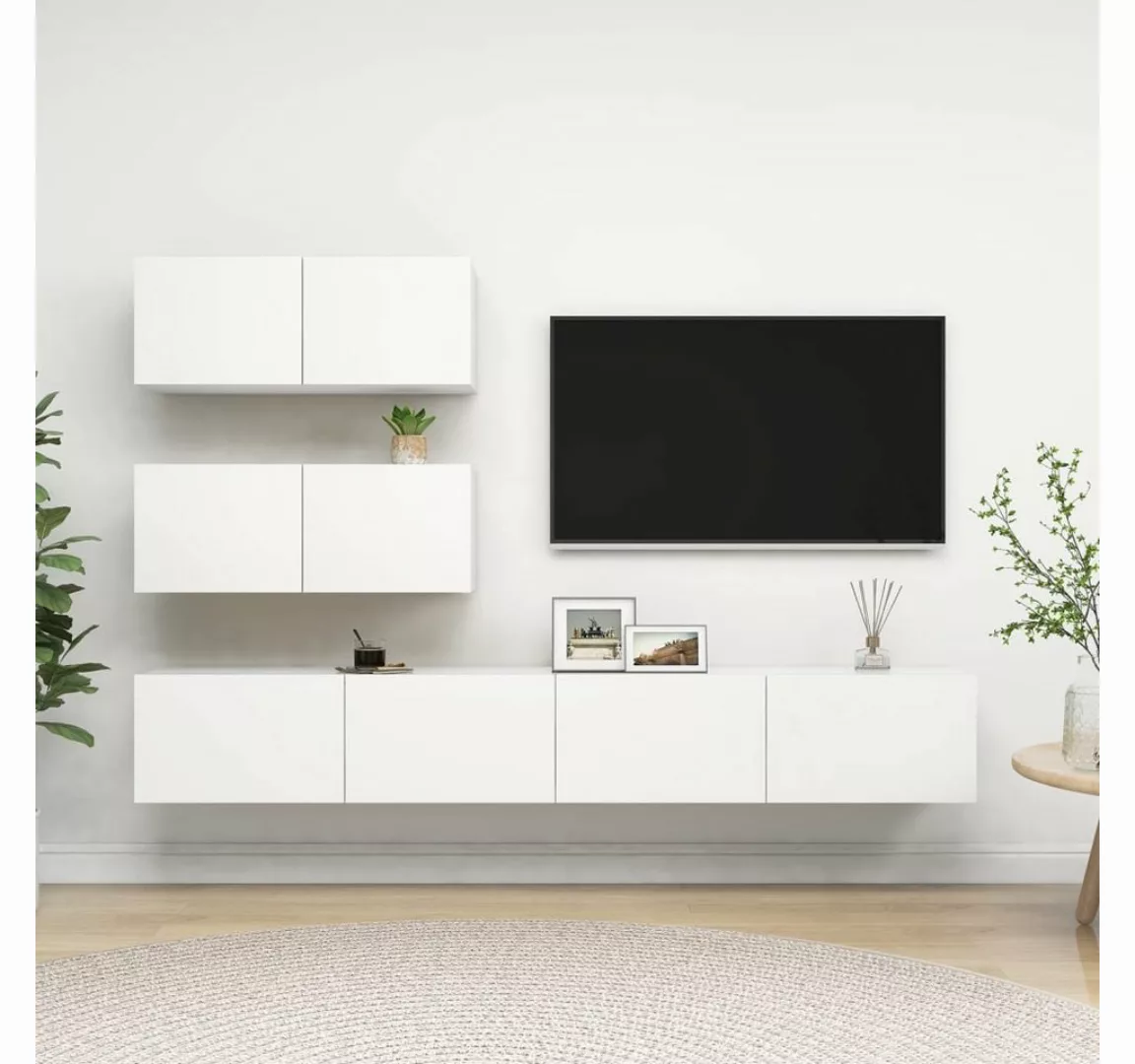 furnicato TV-Schrank 4-tlg. TV-Schrank-Set Weiß Holzwerkstoff günstig online kaufen