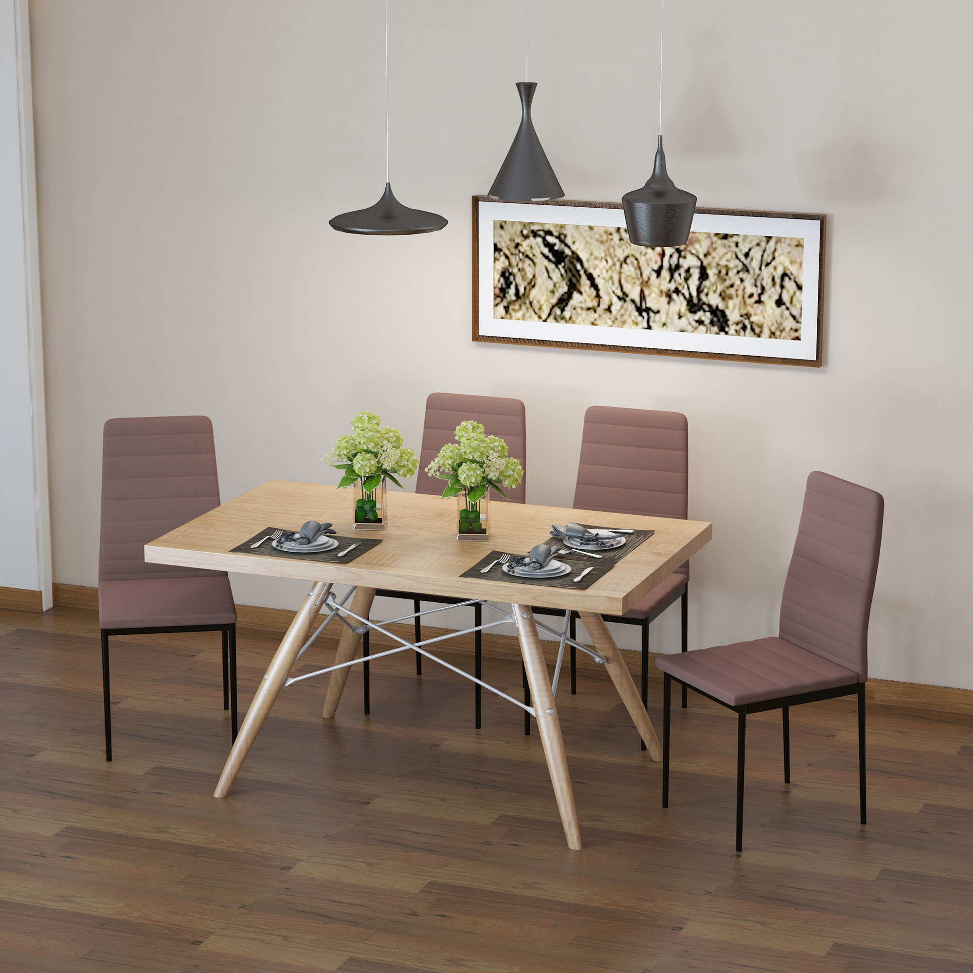 HOMCOM Set 4 Gepolsterte Stühle für Wohn- oder Esszimmer, Moderne Küchenstü günstig online kaufen