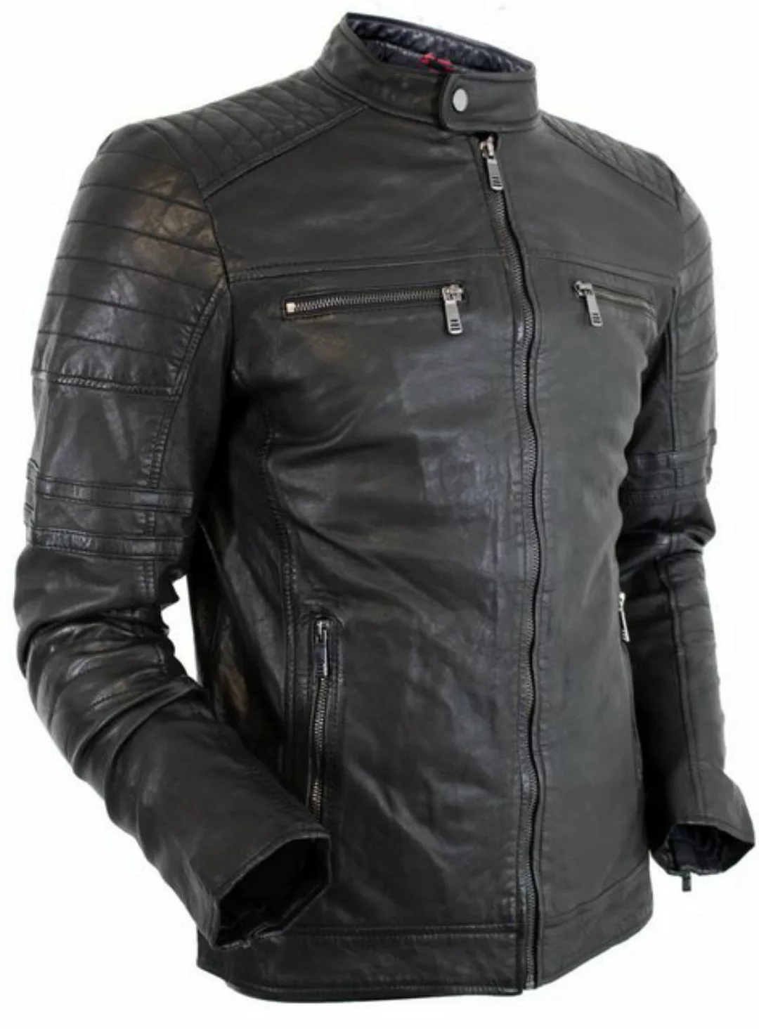 MDM Lederjacke Herren Freizeit Biker Lederjacke aus echtem Leder Leichte Bi günstig online kaufen