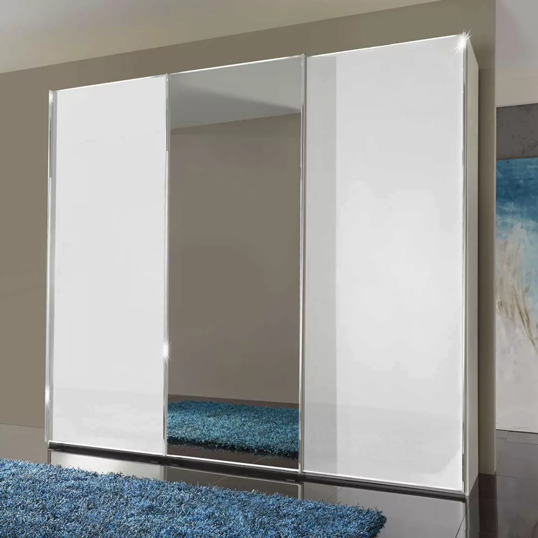 Schlafzimmerschrank in Weiß Glas Schwebetüren günstig online kaufen