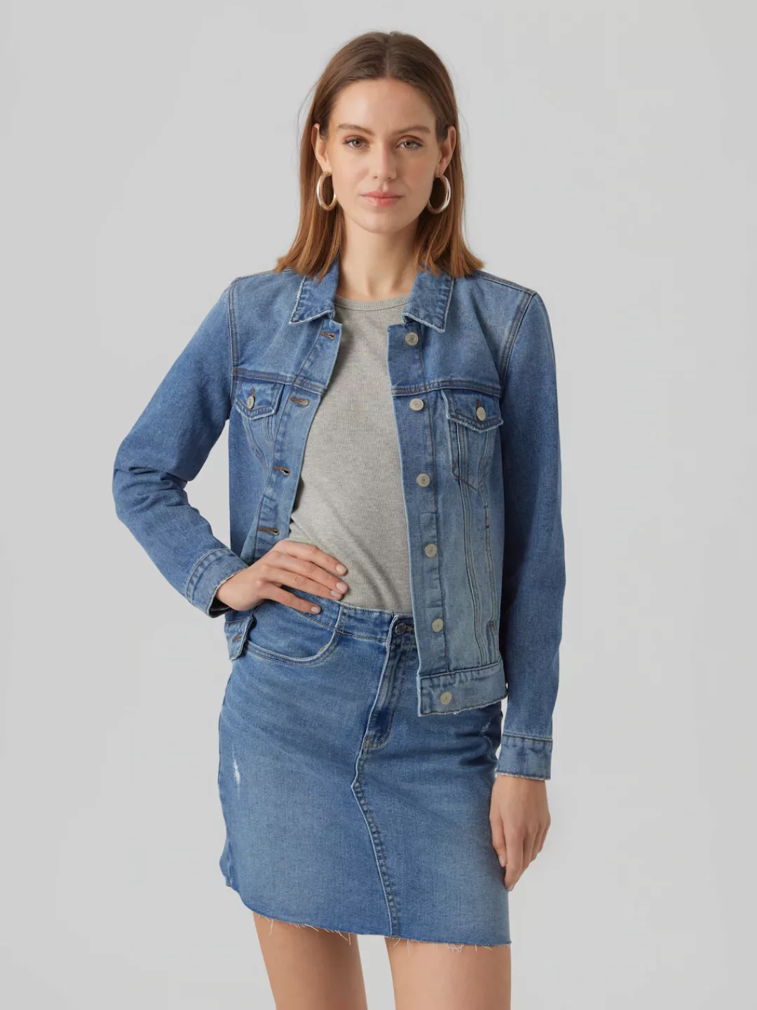 Vero Moda Jeansjacke "VMZORICA LS DENIM JACKET MIX NOOS", mit leichten Dest günstig online kaufen