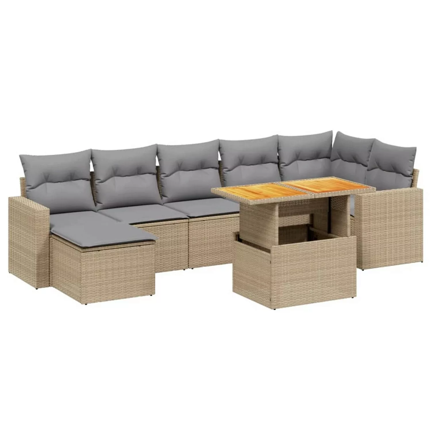 vidaXL 8-tlg Garten-Sofagarnitur mit Kissen Beige Poly Rattan Modell 340 günstig online kaufen