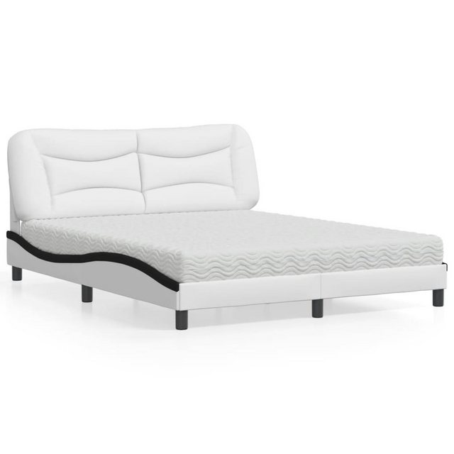 vidaXL Bett Bett mit Matratze Weiß und Schwarz 160x200 cm Kunstleder günstig online kaufen