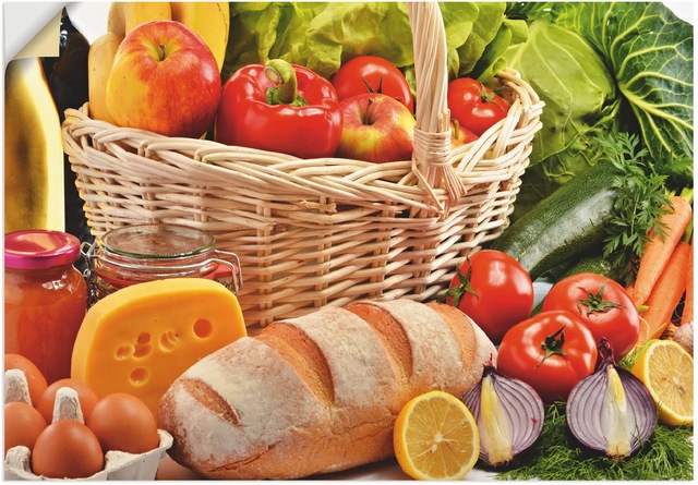 Artland Wandbild "Gesund Leben - Obst und Gemüsekorb", Lebensmittel, (1 St. günstig online kaufen