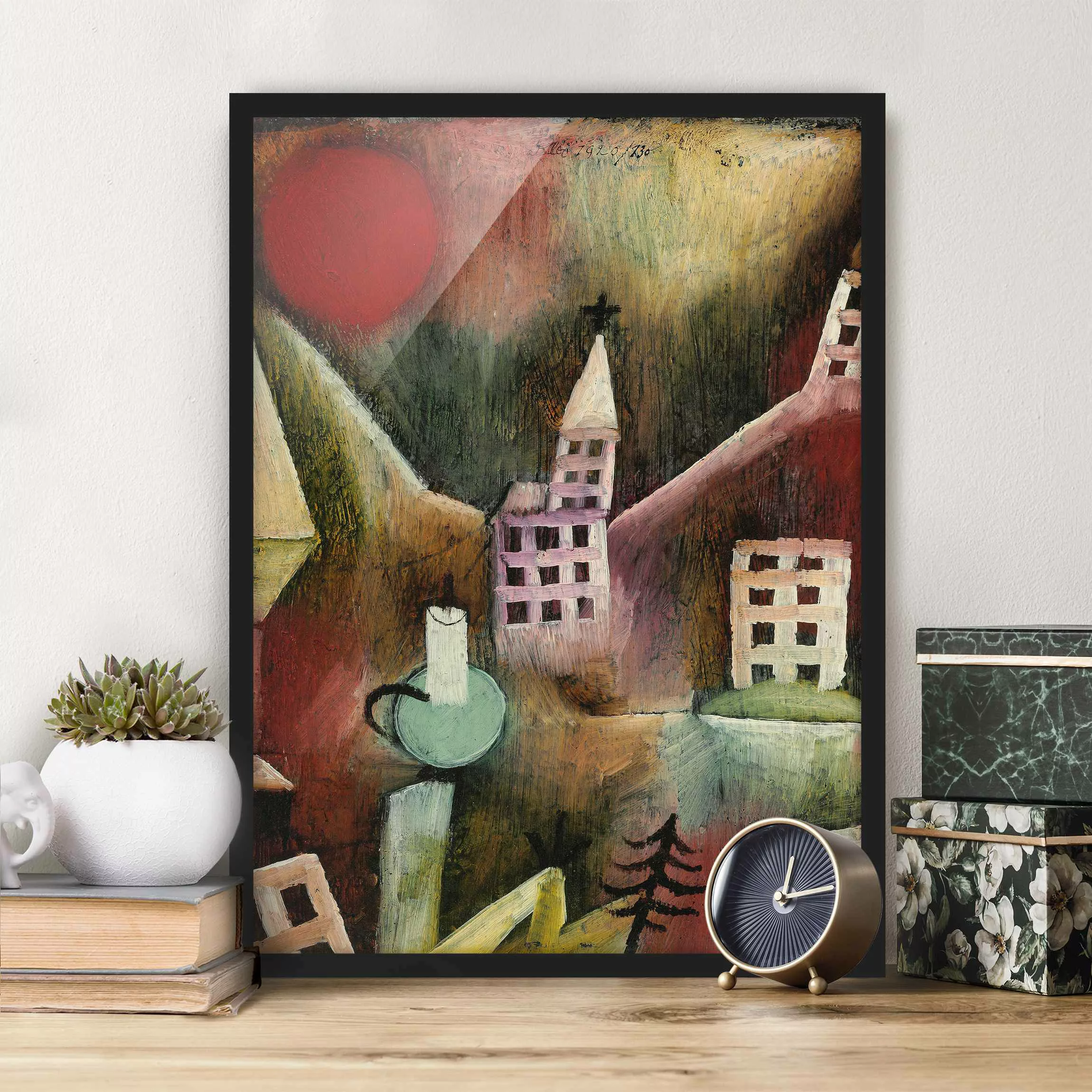 Bild mit Rahmen Kunstdruck - Hochformat Paul Klee - Zerstörtes Dorf günstig online kaufen