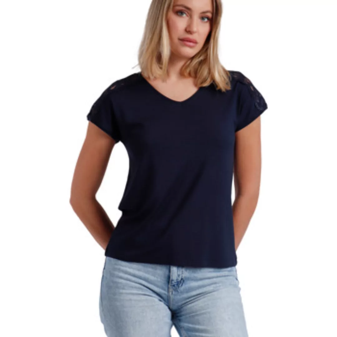 Admas  Blusen T-Shirt mit kurzen Ärmeln Puntilla Hombro günstig online kaufen