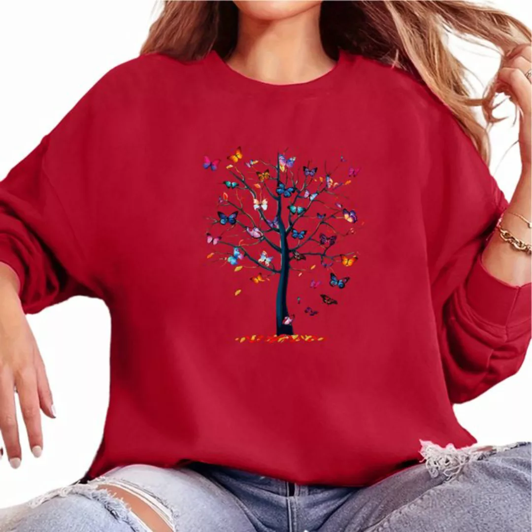 MC Star Sweatshirt Rundhals-Sweatshirt mit Schmetterlings-Grafik für Damen, günstig online kaufen