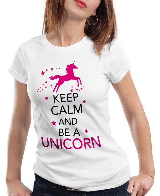 style3 T-Shirt Keep Calm and be a Unicorn Einhorn spruch fun funshirt pferd günstig online kaufen