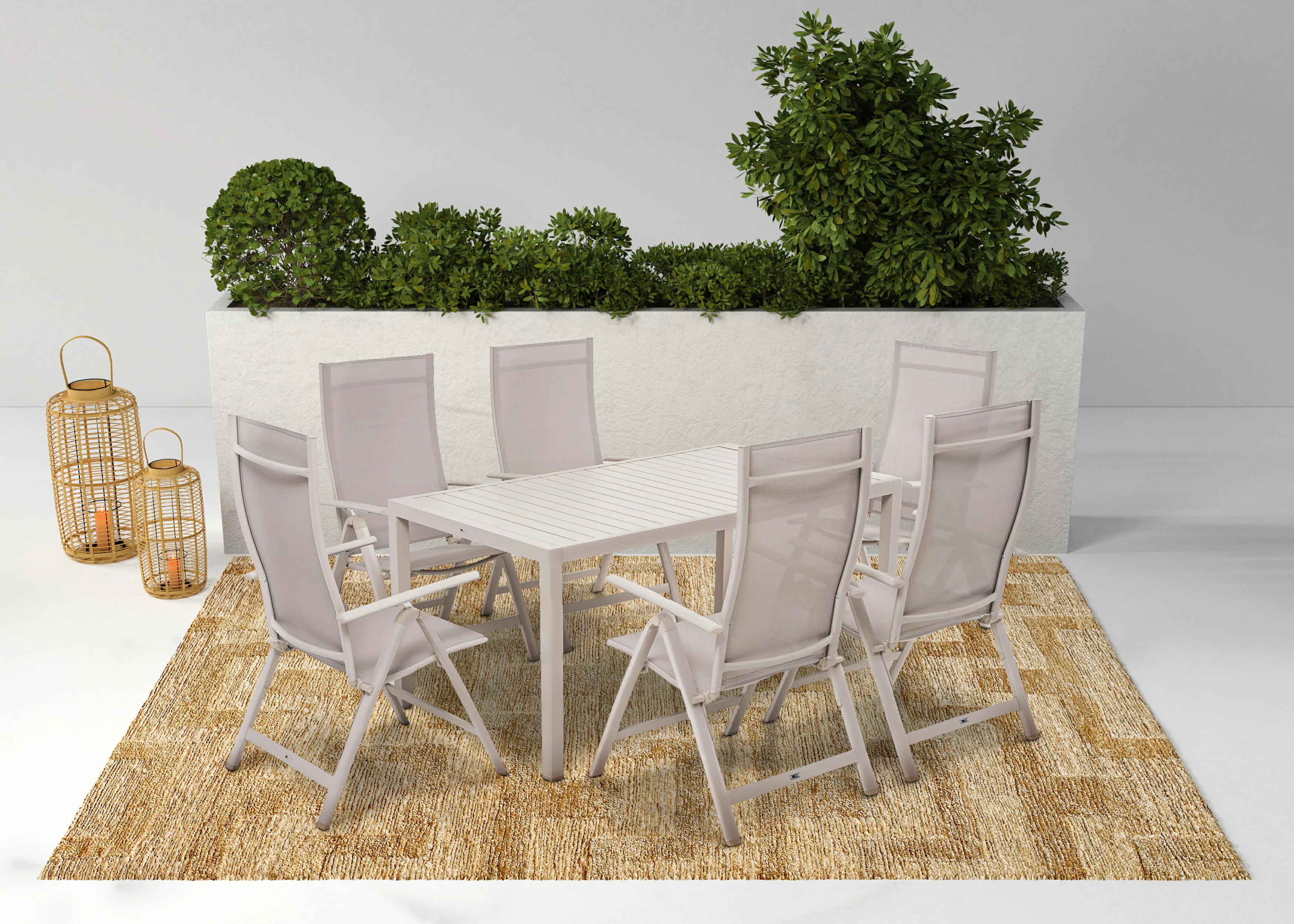 KONIFERA Garten-Essgruppe "Messina", (Set, 7 tlg., 6x Sessel, 1x Tisch 160x günstig online kaufen