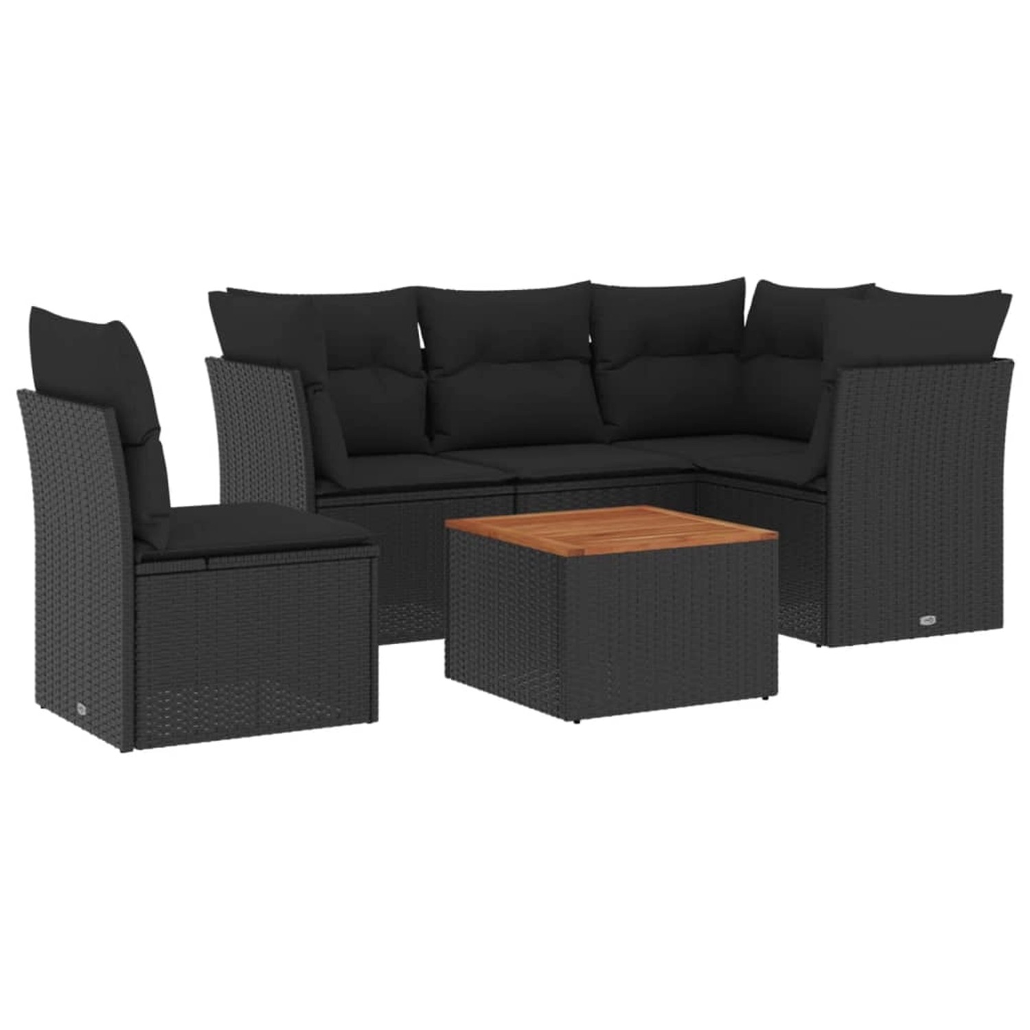 vidaXL 6-Tlg Garten-Sofagarnitur mit Kissen Schwarz Poly Rattan 3255971 günstig online kaufen