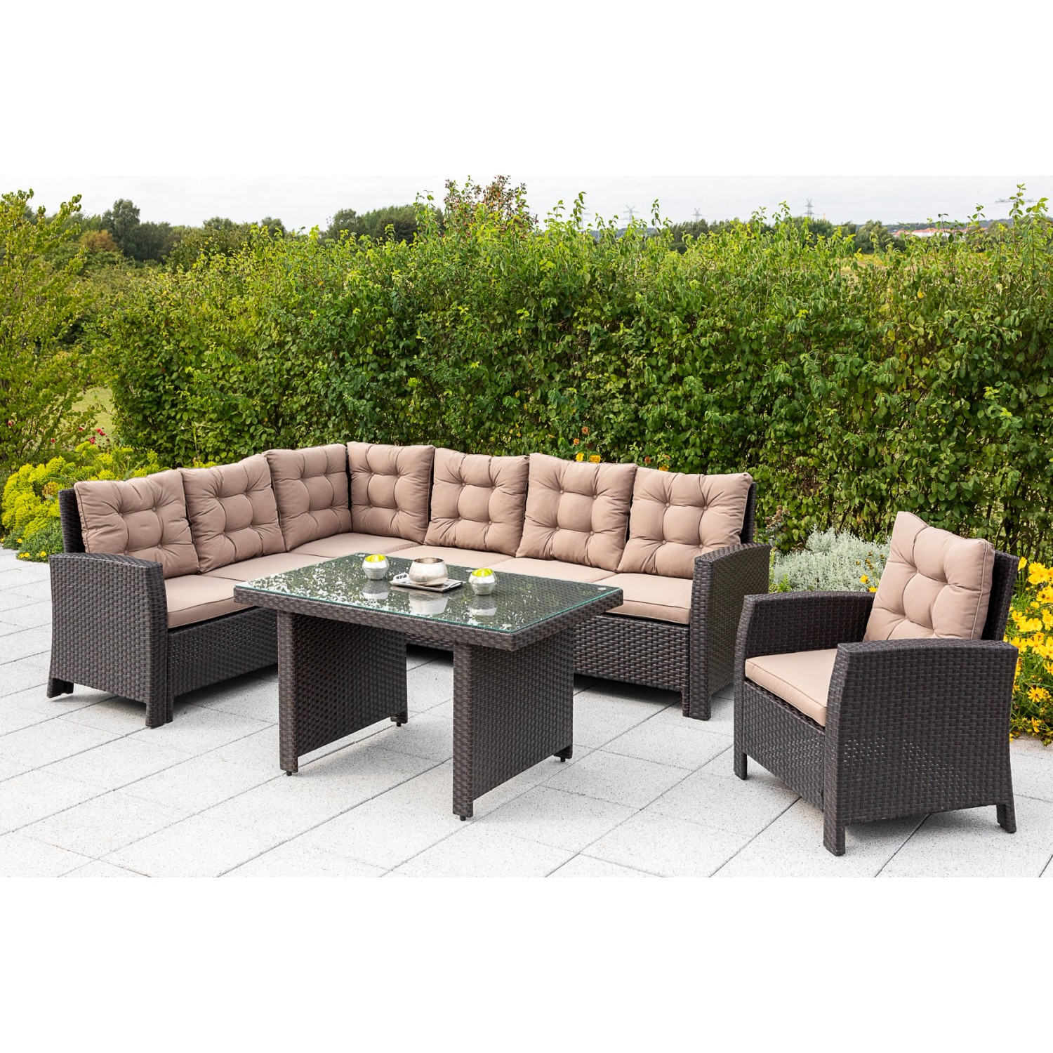 Merxx Salerno Eck-Set Eckbank Sessel Gartentisch 120 x 70 cm günstig online kaufen