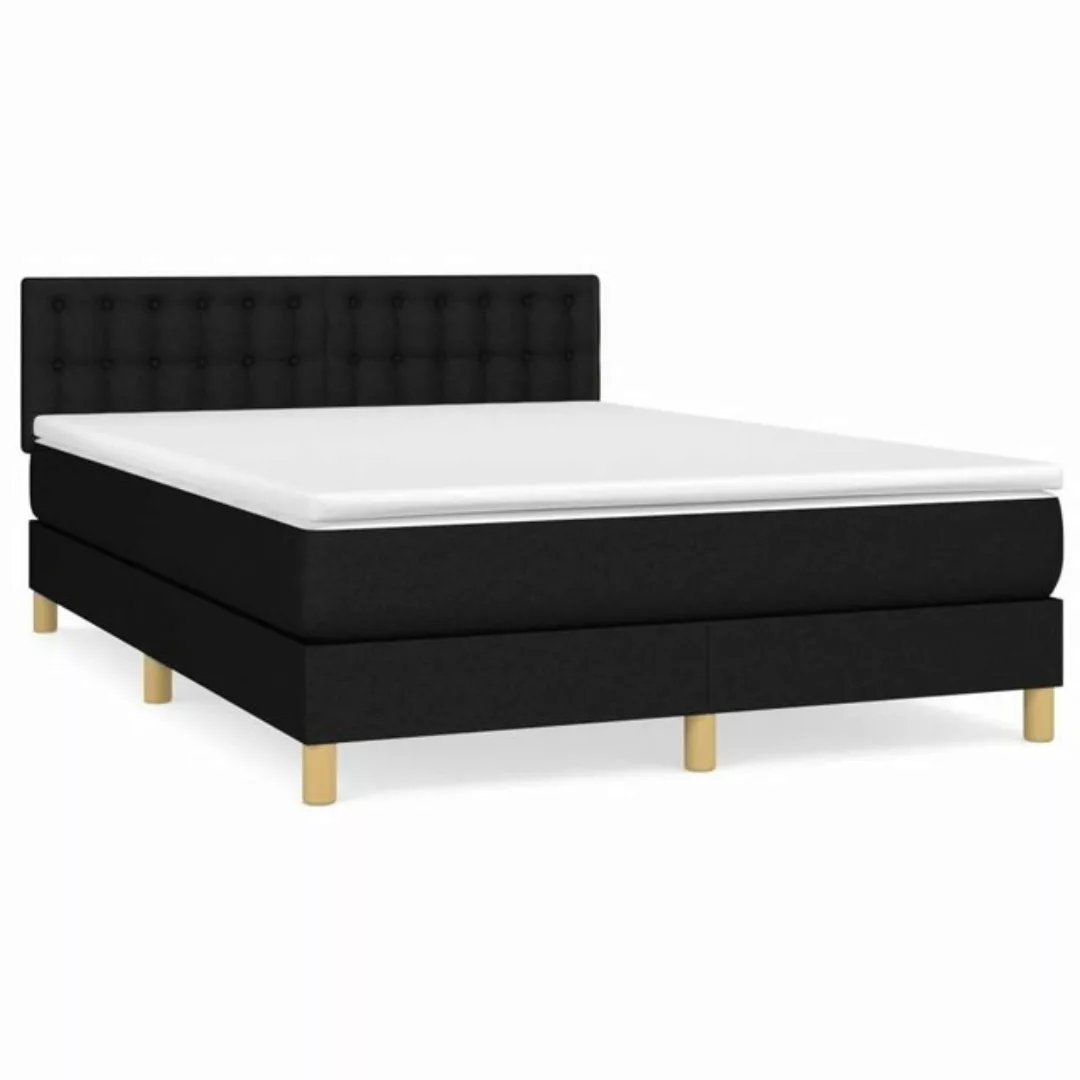 vidaXL Bettgestell Boxspringbett mit Matratze Schwarz 140x200 cm Stoff Bett günstig online kaufen