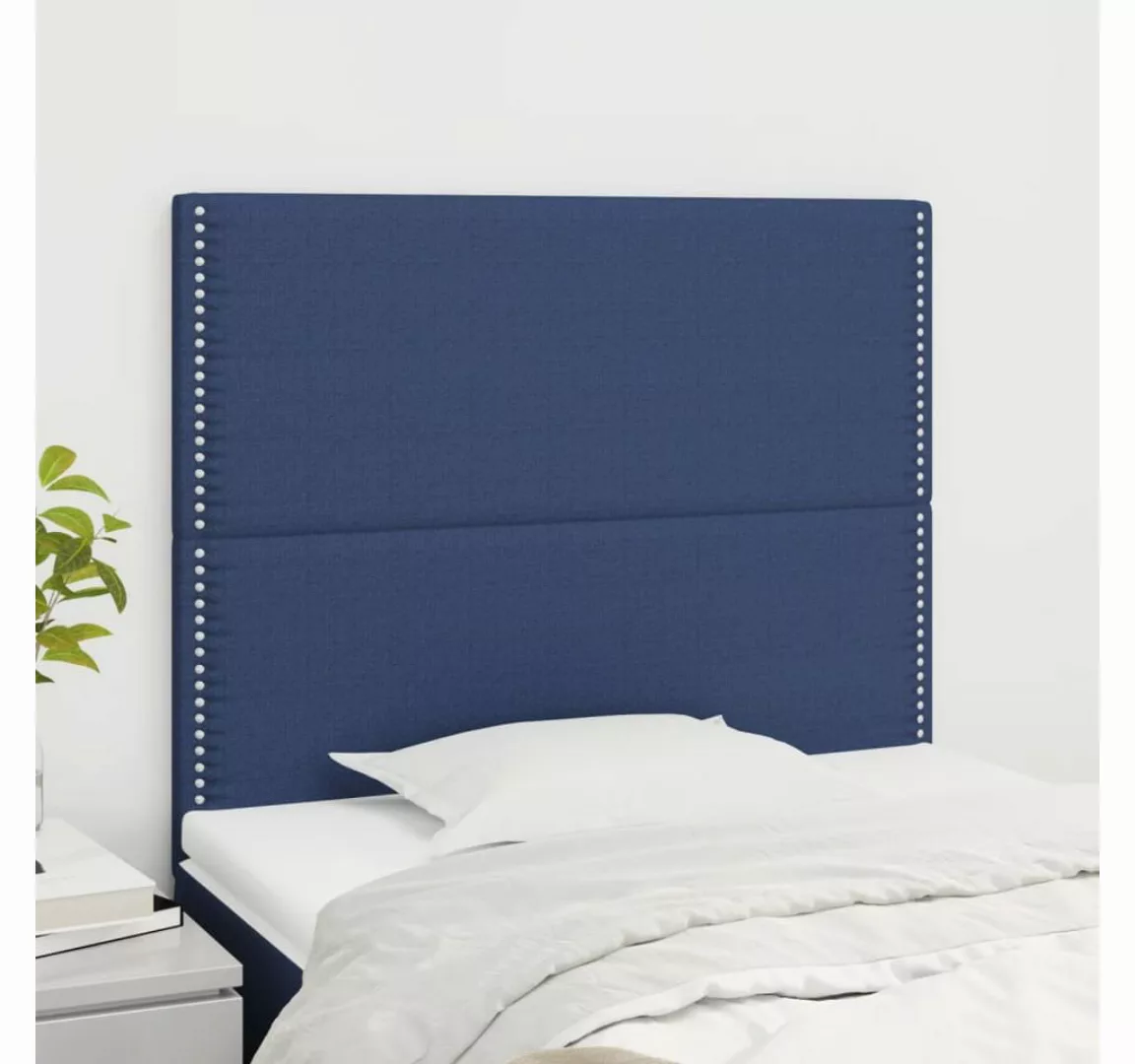 vidaXL Bett, Kopfteile 2 Stk. Blau 80x5x78/88 cm Stoff günstig online kaufen