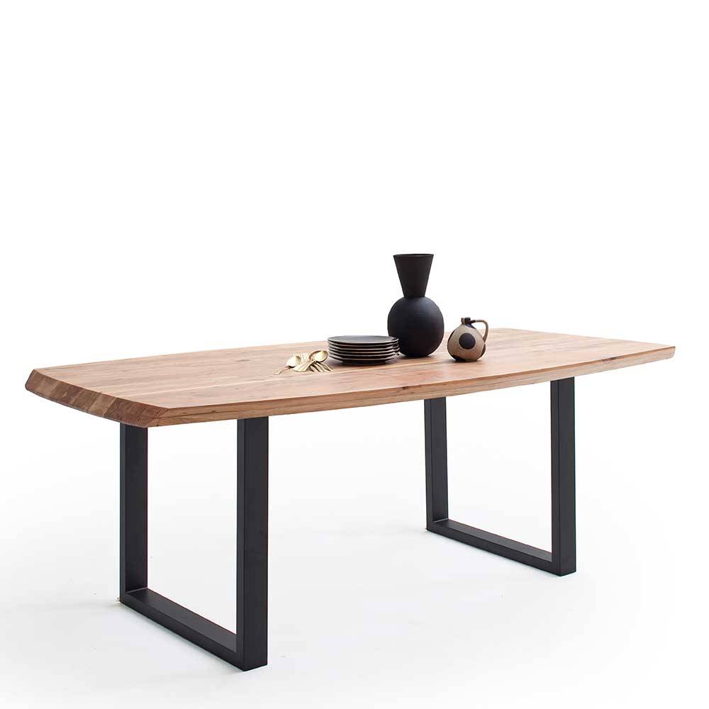 Esstisch aus Akazie Massivholz Tischplatte in Bootsform günstig online kaufen