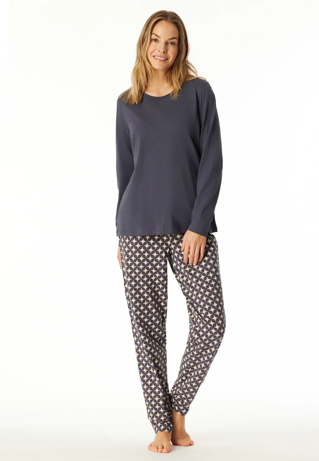 Schiesser Schlafanzug "Comfort Essentials", (2 tlg.), Baumwolle, langärmeli günstig online kaufen