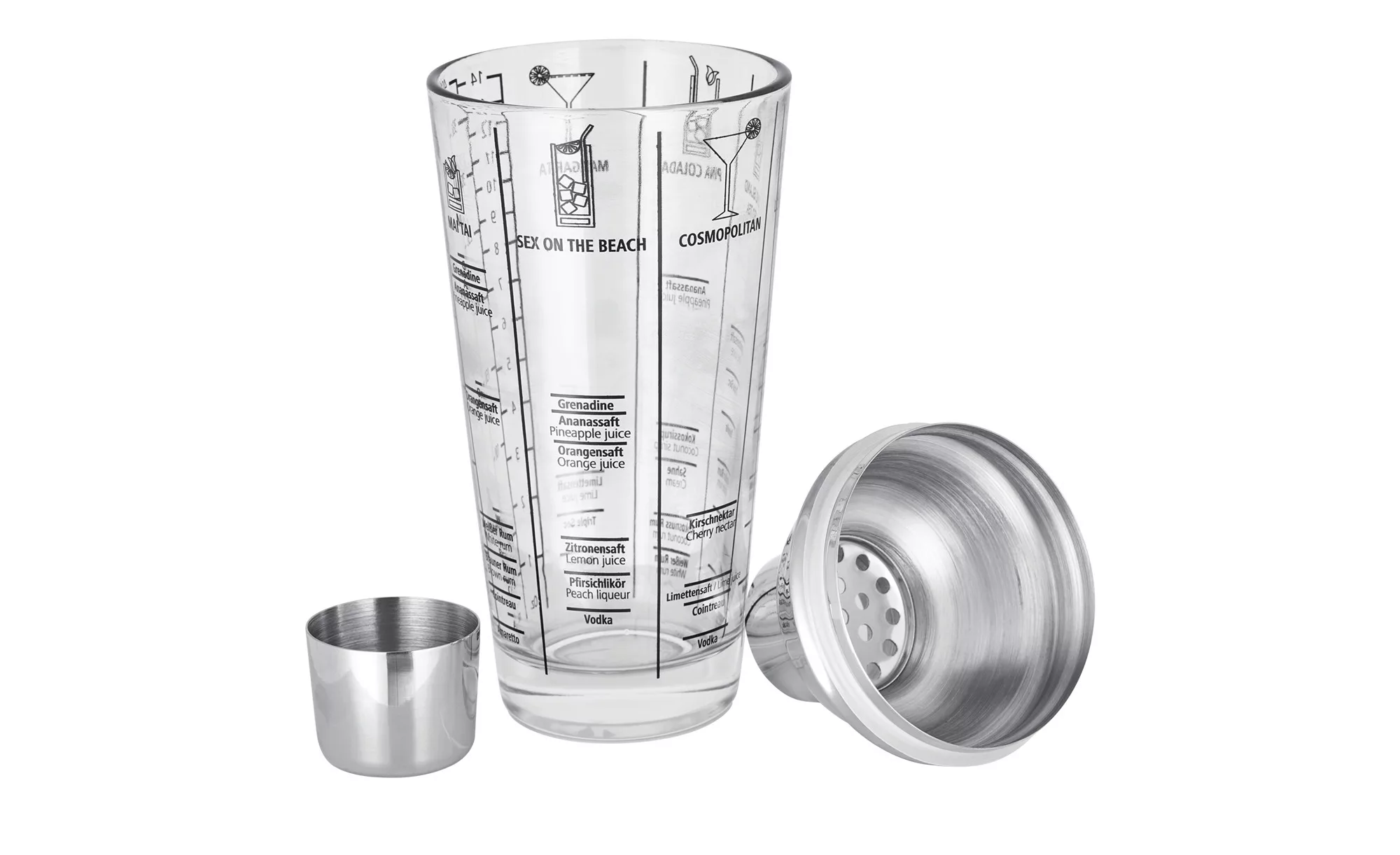 for friends Cocktail-Shaker mit Rezepten ¦ transparent/klar ¦ Glas , Edelst günstig online kaufen