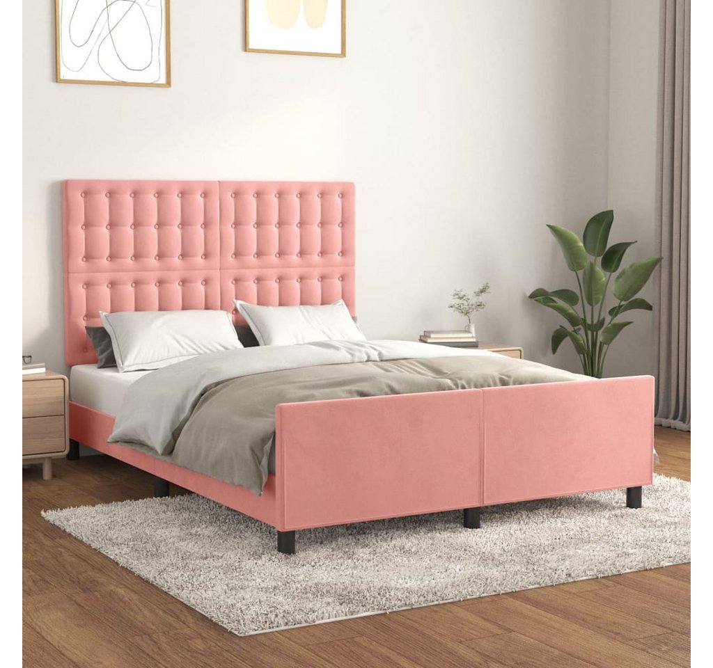 vidaXL Bettgestell Bettrahmen mit Kopfteil Rosa 140x200 cm Samt Bett Bettge günstig online kaufen