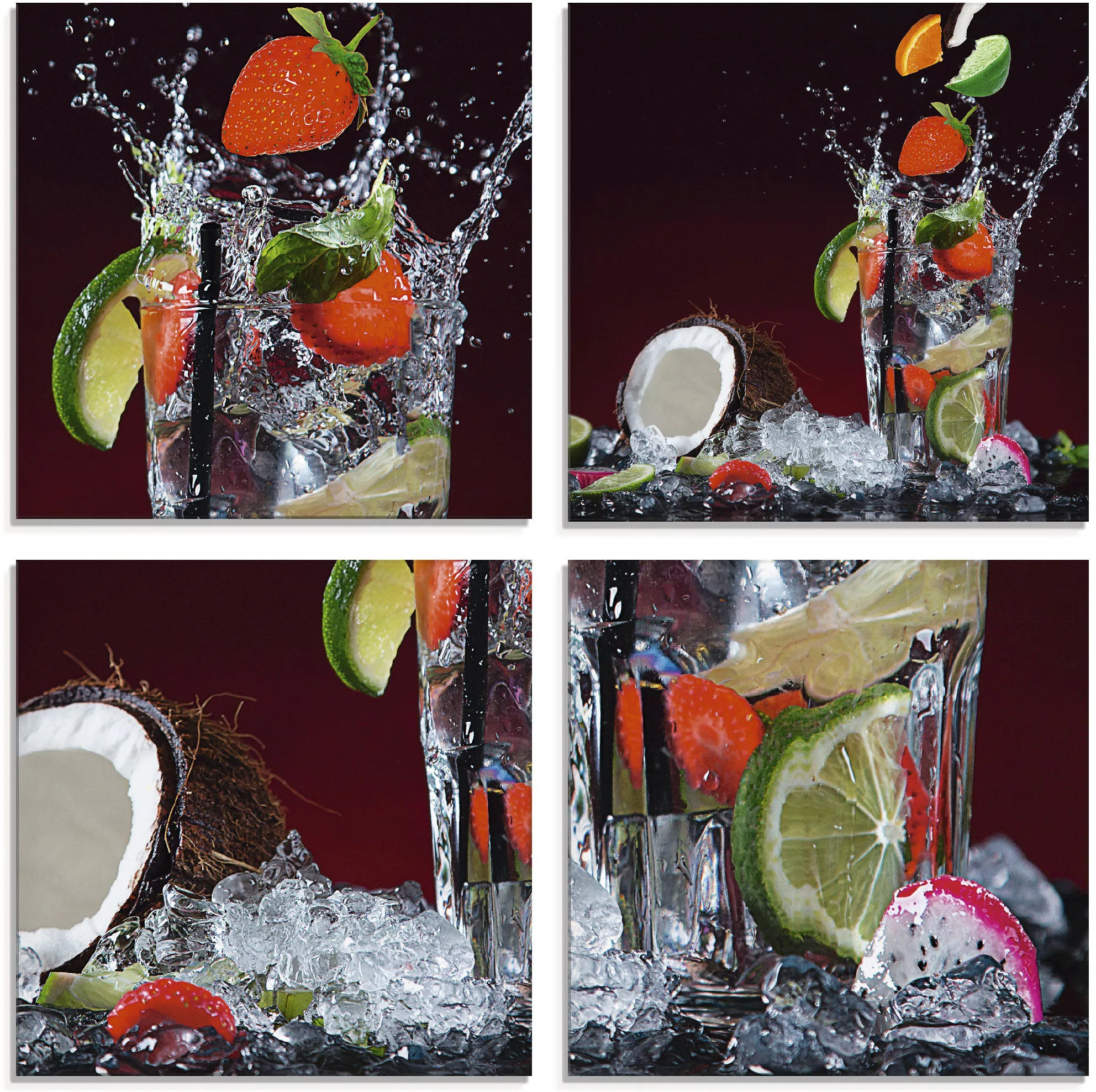 Artland Glasbild "Frischer Fruchtcocktail", Getränke, (4 St.), in verschied günstig online kaufen