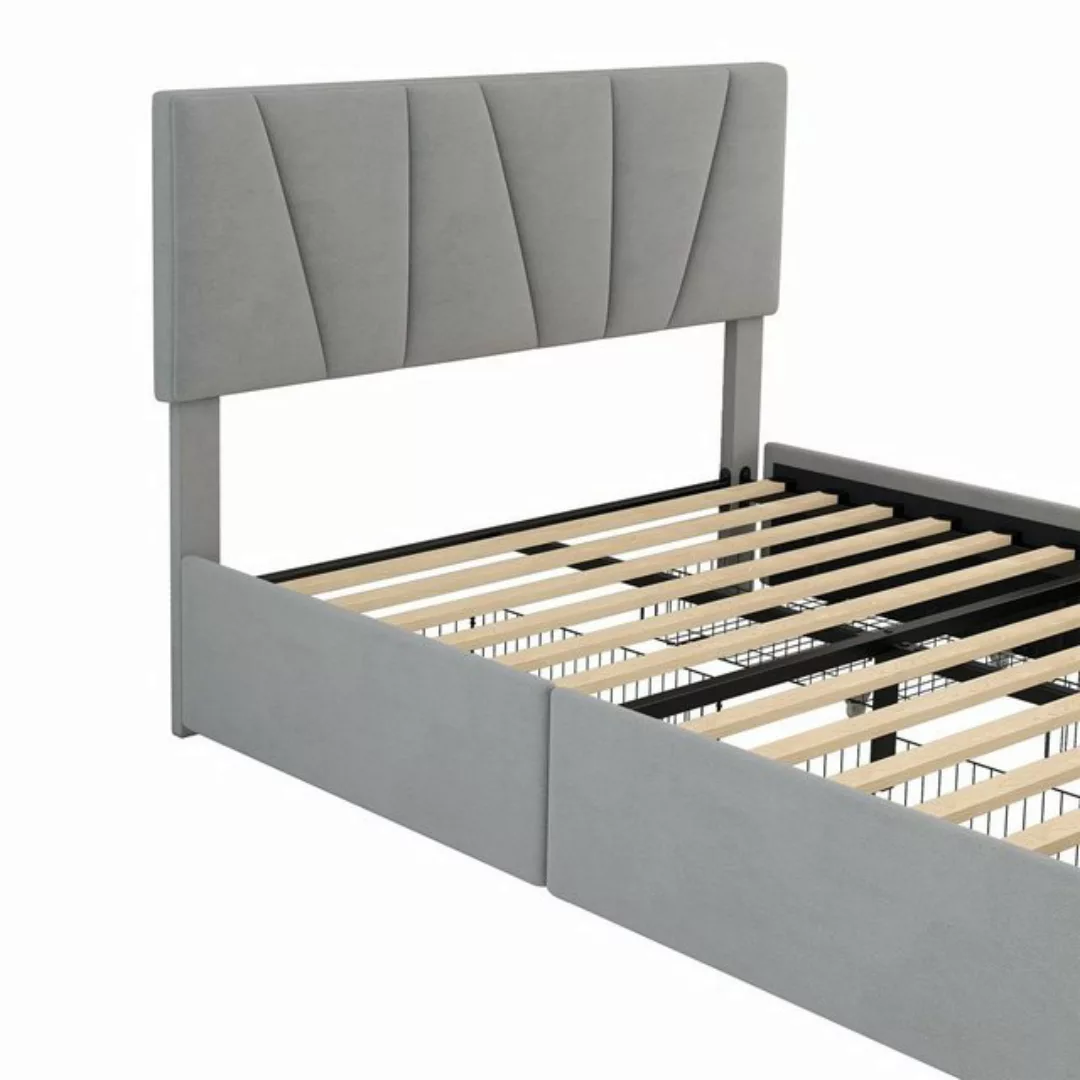 WISHDOR Polsterbett Doppelbett Stauraumbett Bett mit Lattenrost (140*200cm) günstig online kaufen