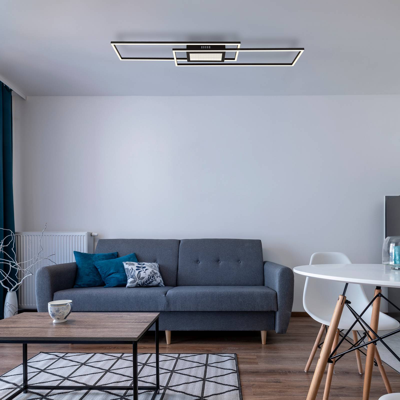 LED-Deckenlampe Saunders, Länge 96 cm, schwarz, 3D-Effekt günstig online kaufen