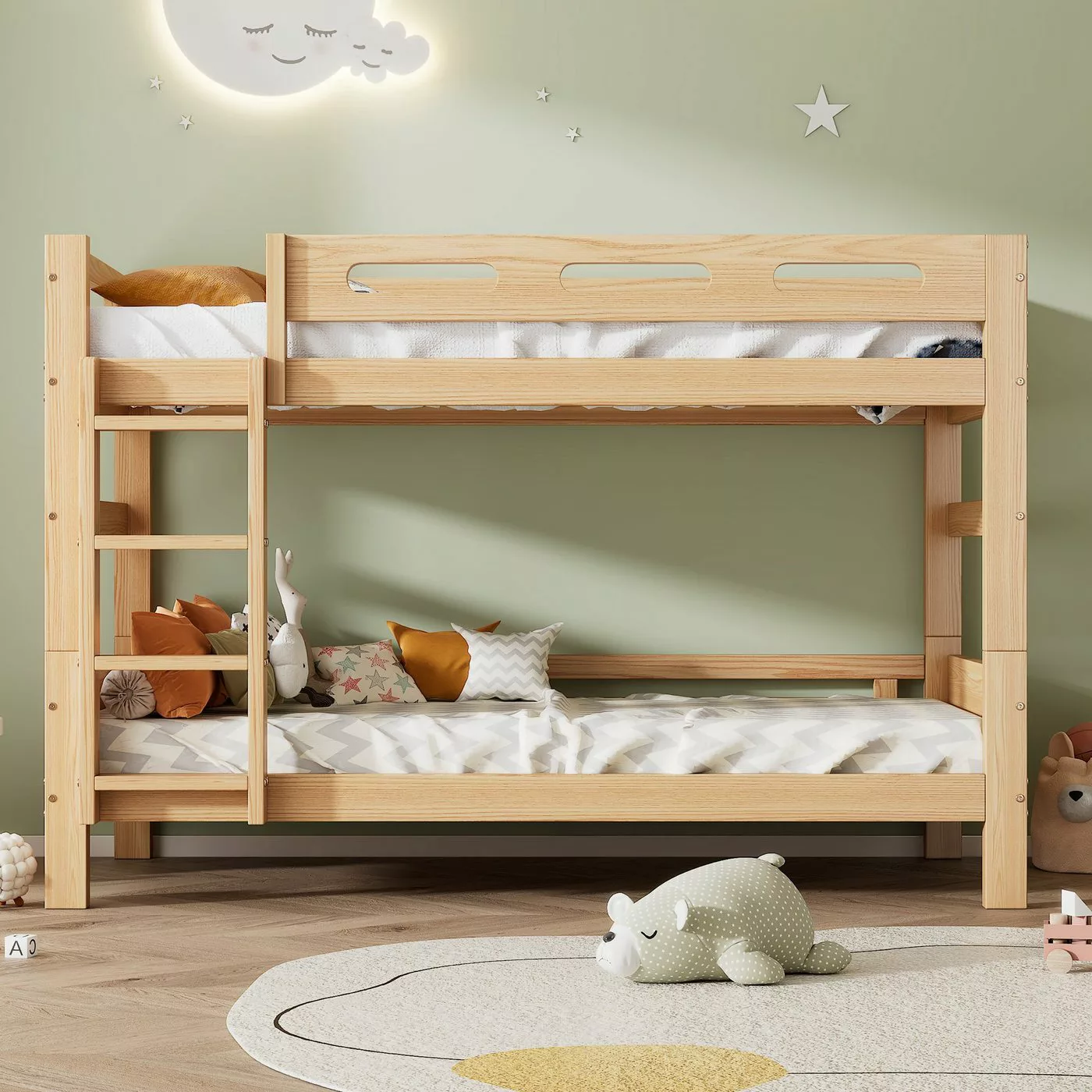 OKWISH Etagenbett Kinderbett Gästebett Holzbett (aufgeteilt in 2 Einzelbett günstig online kaufen