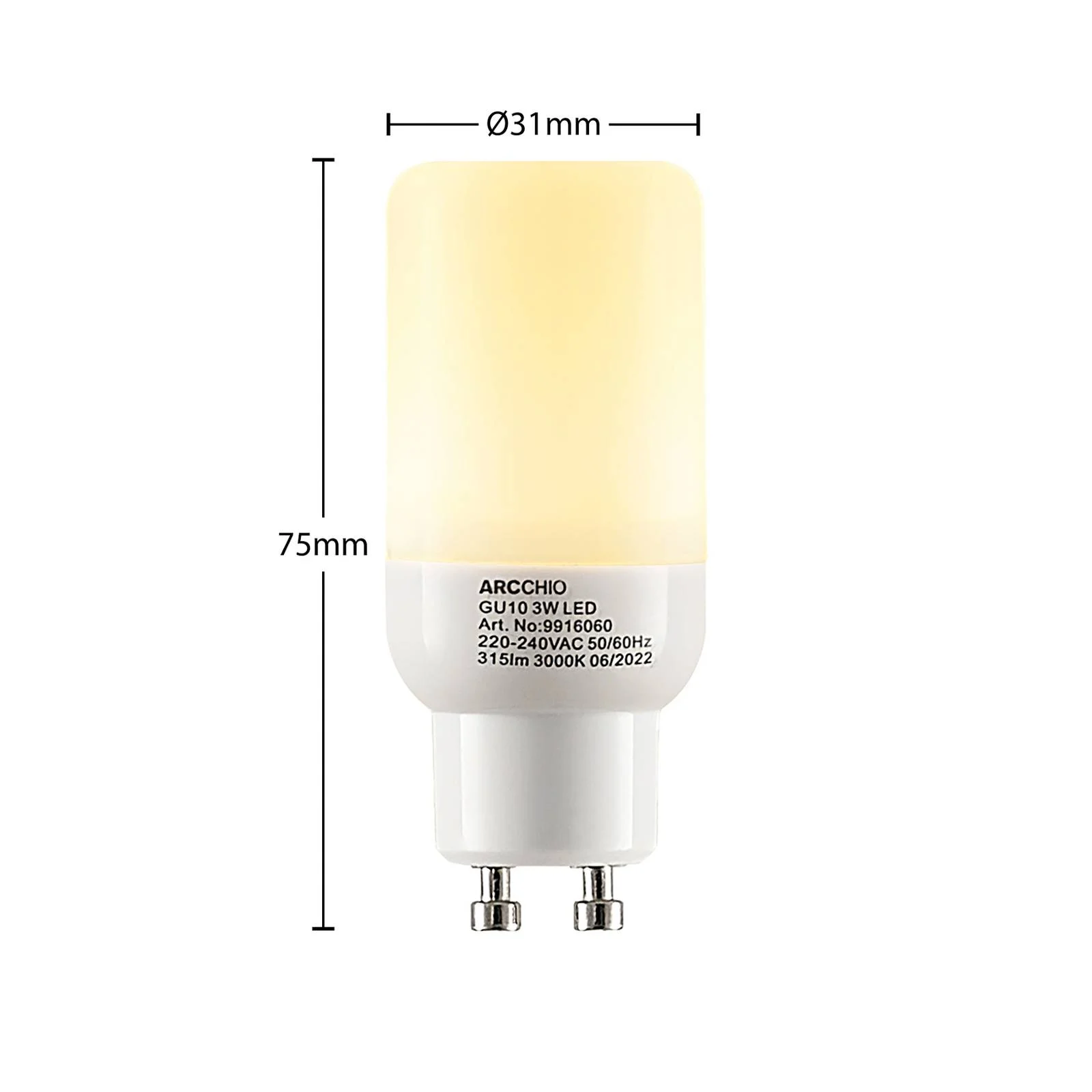 Arcchio LED-Röhrenlampe GU10 3W 3.000K 4er-Set günstig online kaufen