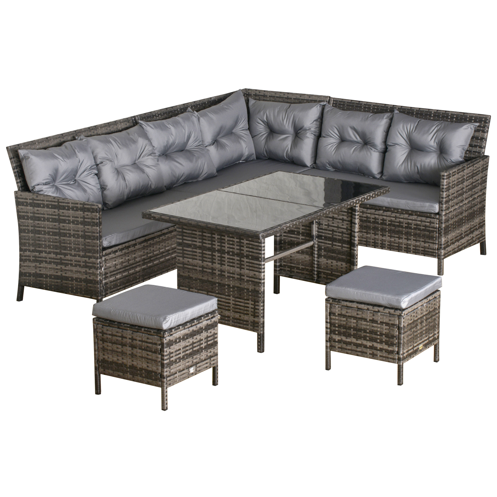 Sitzgarnitur Polyrattan Gartenmöbel Set Lounge Grau, inkl. Sofagarnitur & K günstig online kaufen