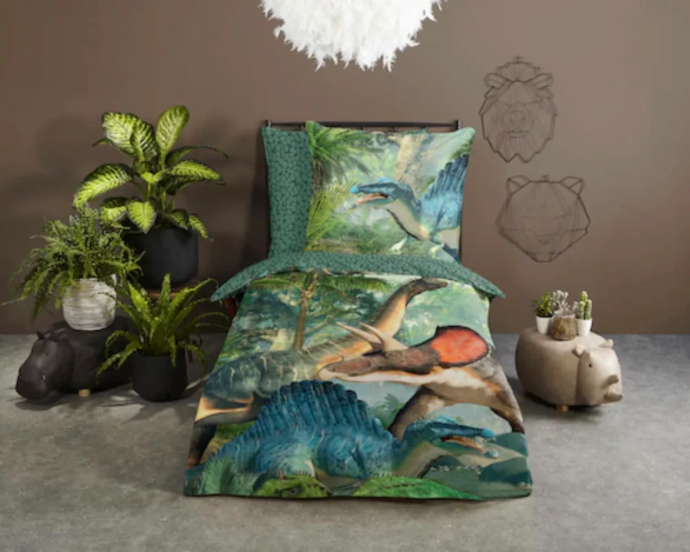 good morning Kinderbettwäsche »Jurassic«, Baumwolle, 135x200, Reißverschlus günstig online kaufen