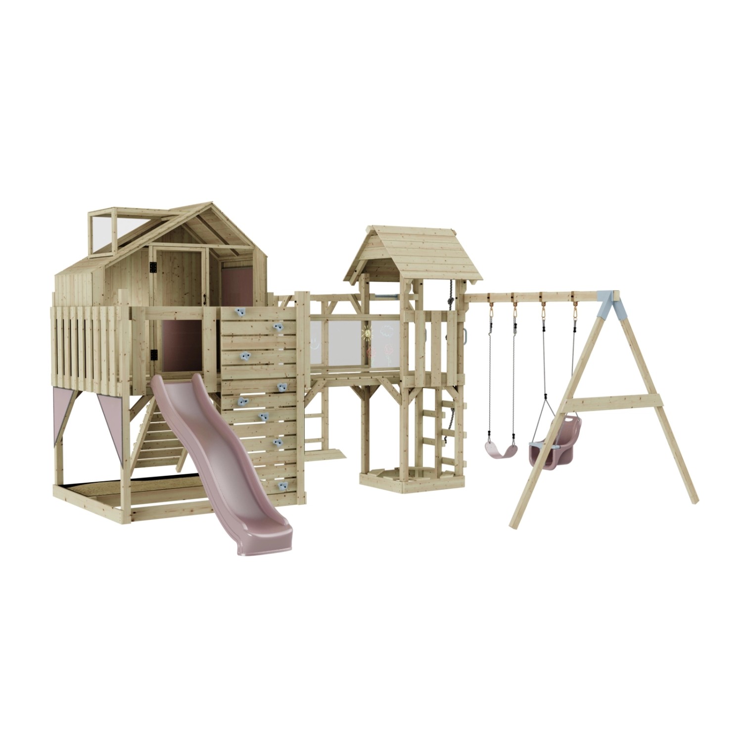 OutdoorToys Spielturm Knut mit Babyschaukel Altrosa günstig online kaufen