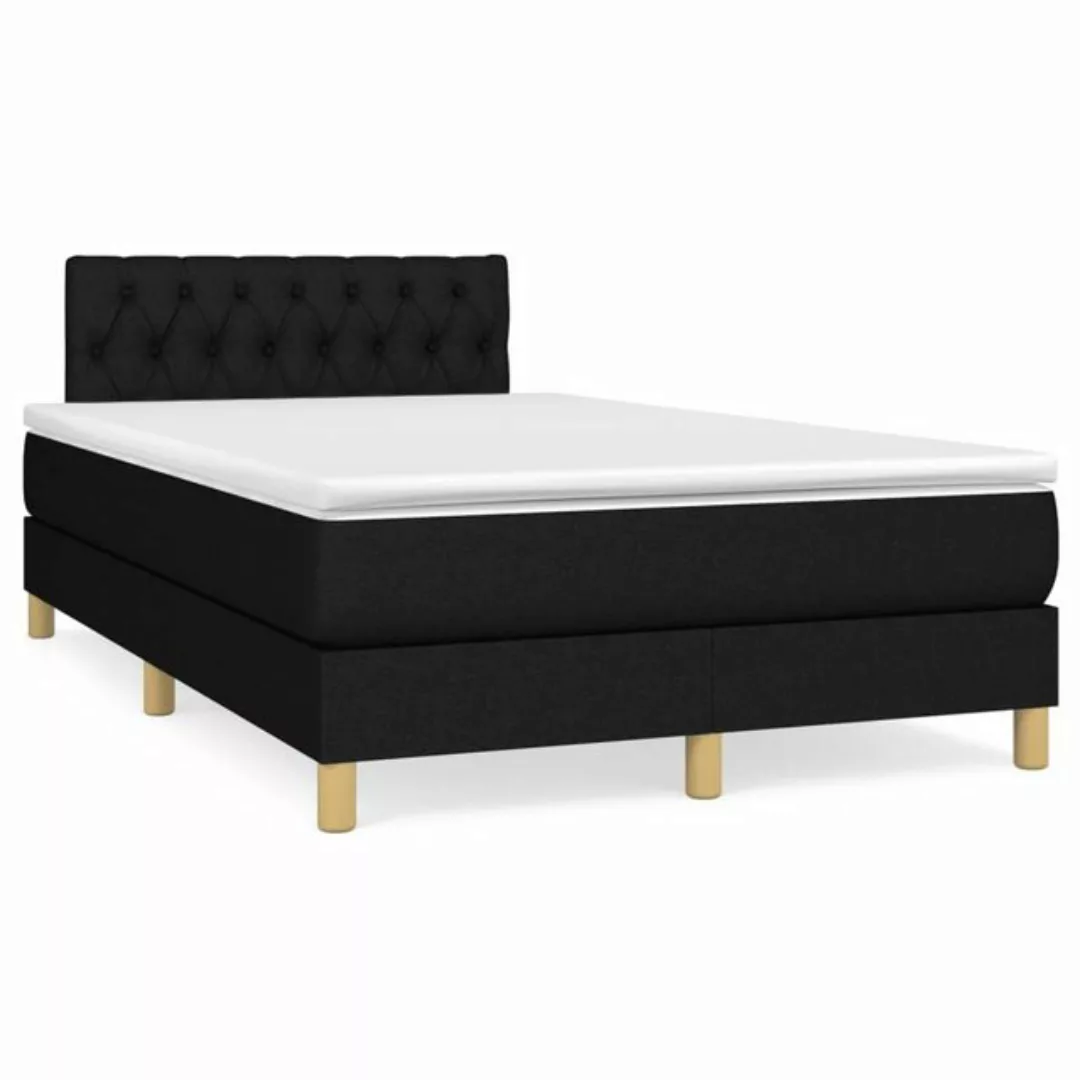 vidaXL Bettgestell Boxspringbett mit Matratze Schwarz 120x200 cm Stoff Bett günstig online kaufen