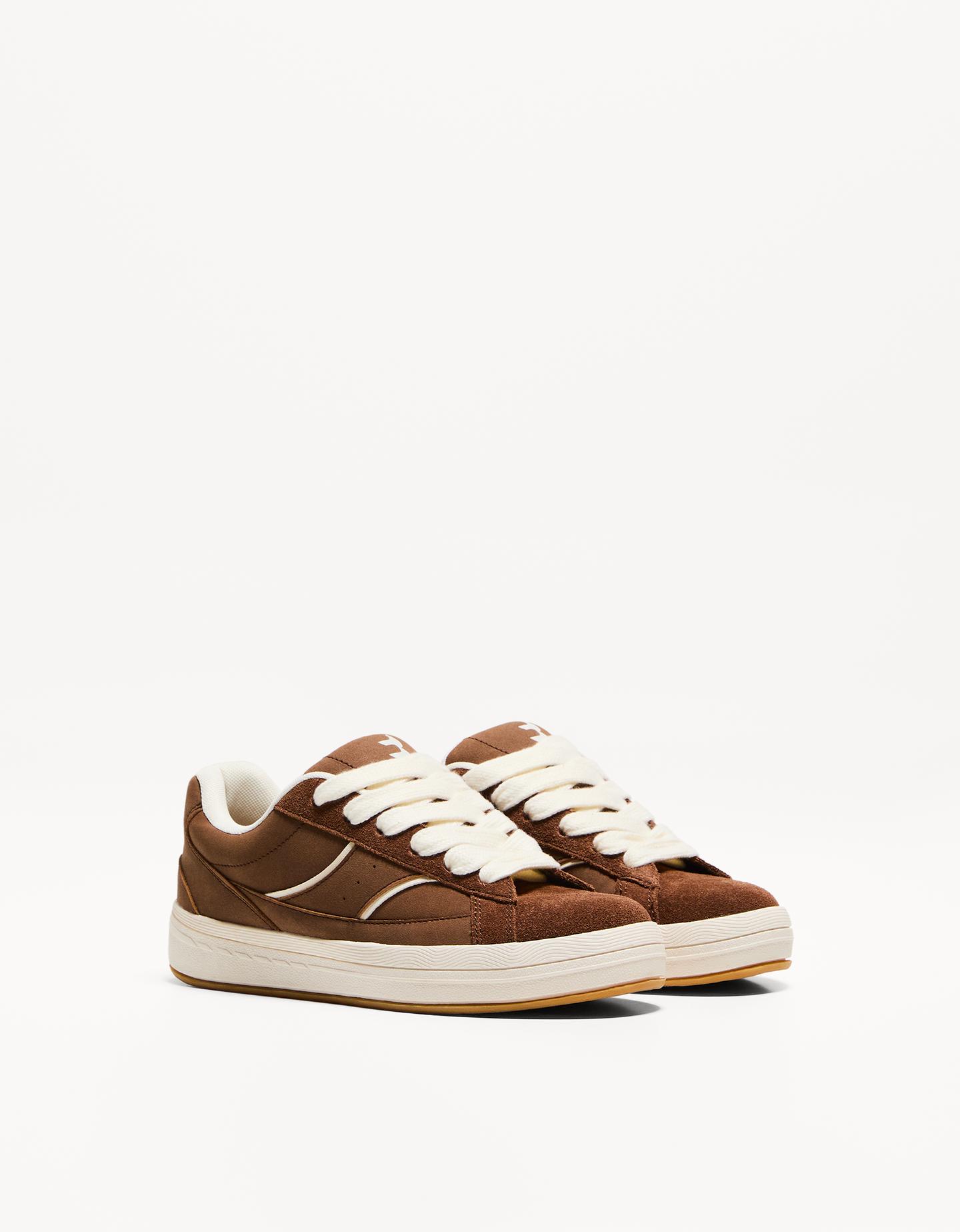 Bershka Sneaker Aus Rauleder Im Skater-Stil Damen 36 Braun günstig online kaufen