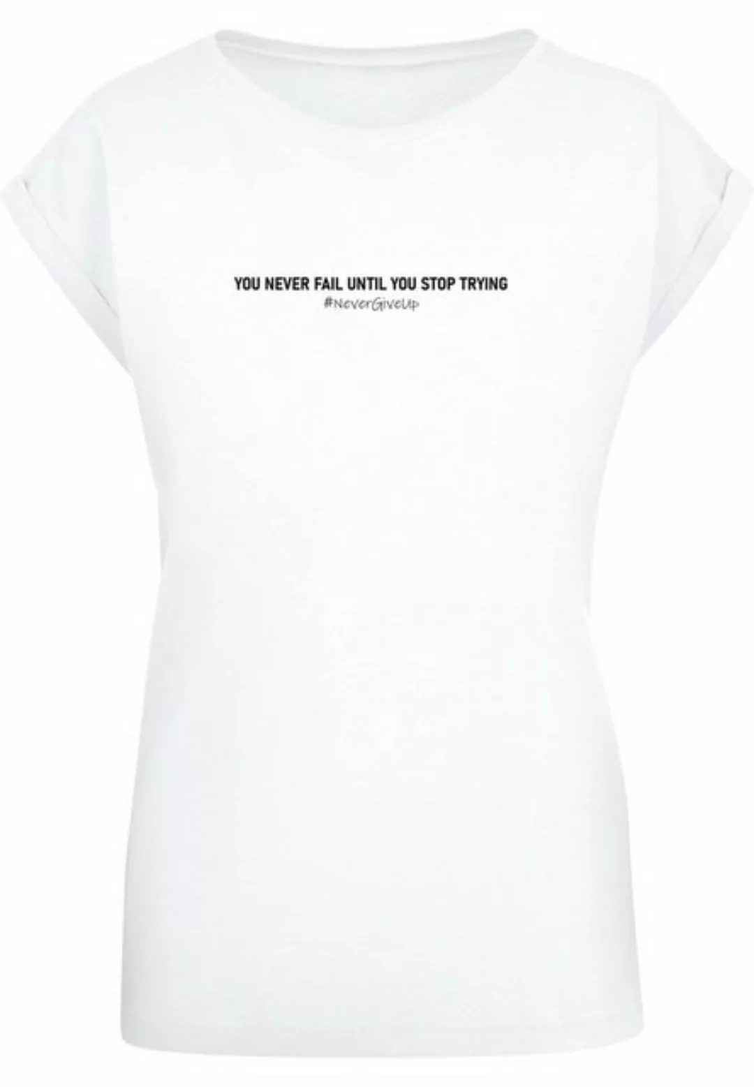 Merchcode T-Shirt Merchcode Damen Ladies Never Give Up Extended Shoulder Te günstig online kaufen