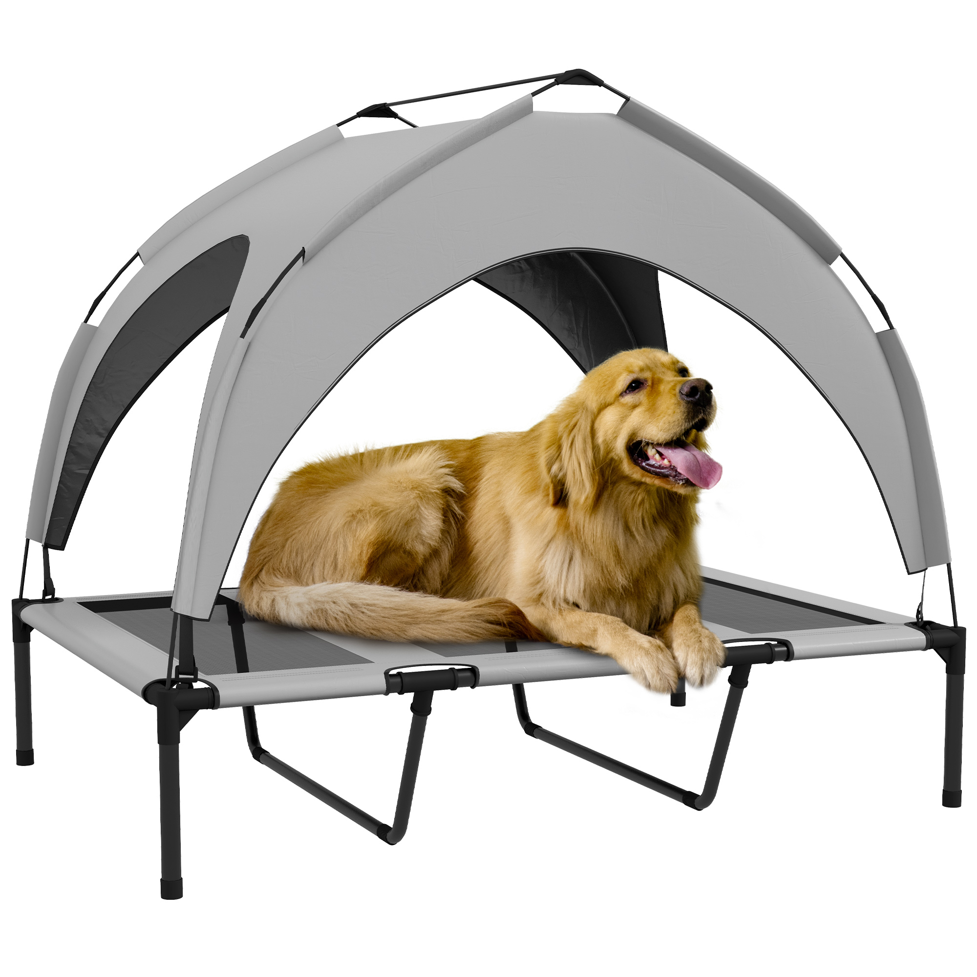 PawHut Erhöhtes Hundebett mit Baldachin, Haustierbett, Outdoor Hundeliege m günstig online kaufen