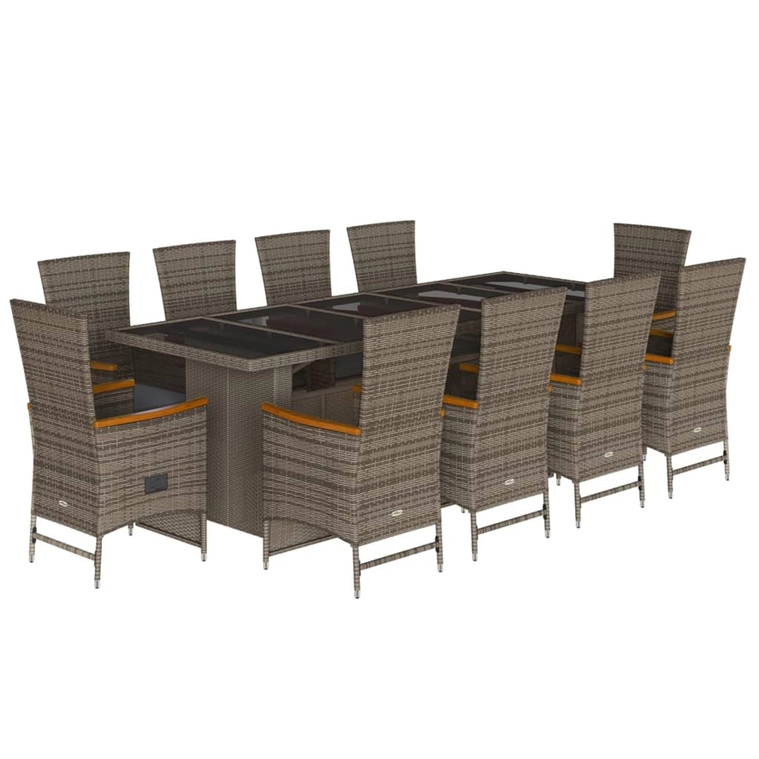 vidaXL 11-tlg Garten-Essgruppe mit Kissen Grau Poly Rattan Modell 36 günstig online kaufen