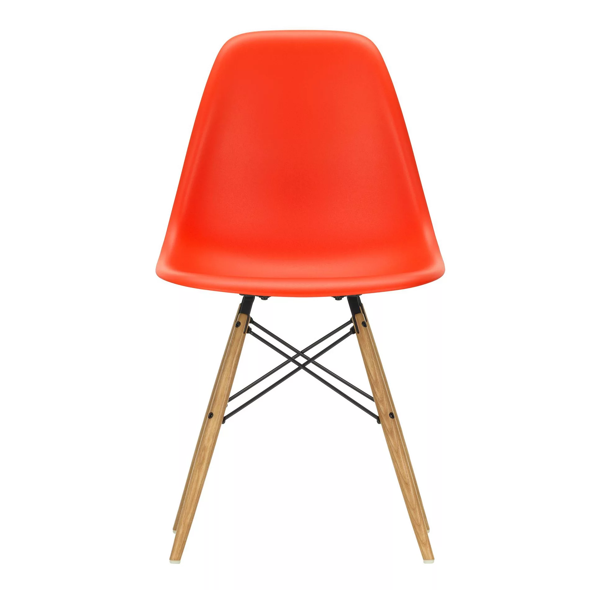 Vitra - Eames Plastic Side Chair DSW Gestell Esche - mohnrot/Sitzschale Pol günstig online kaufen