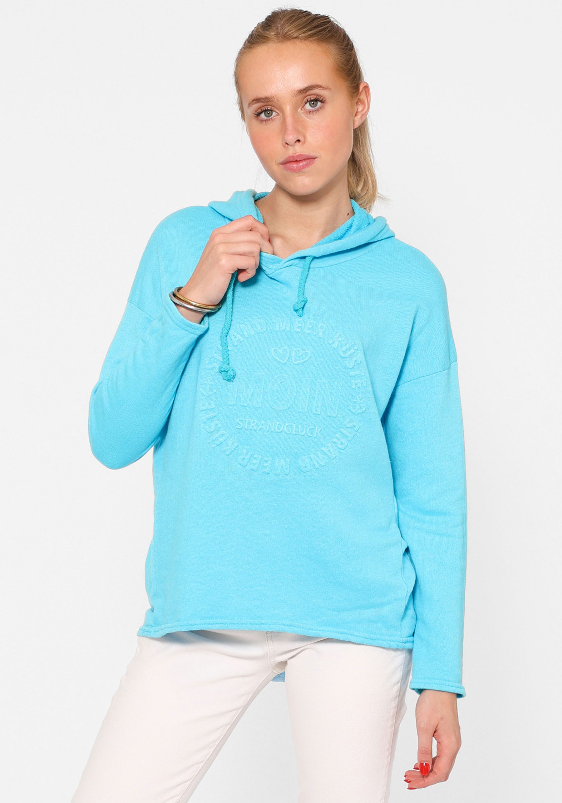Zwillingsherz Hoodie ""Moin"", Kapuze, Kordelzug, Langarm, maritimer Schrif günstig online kaufen