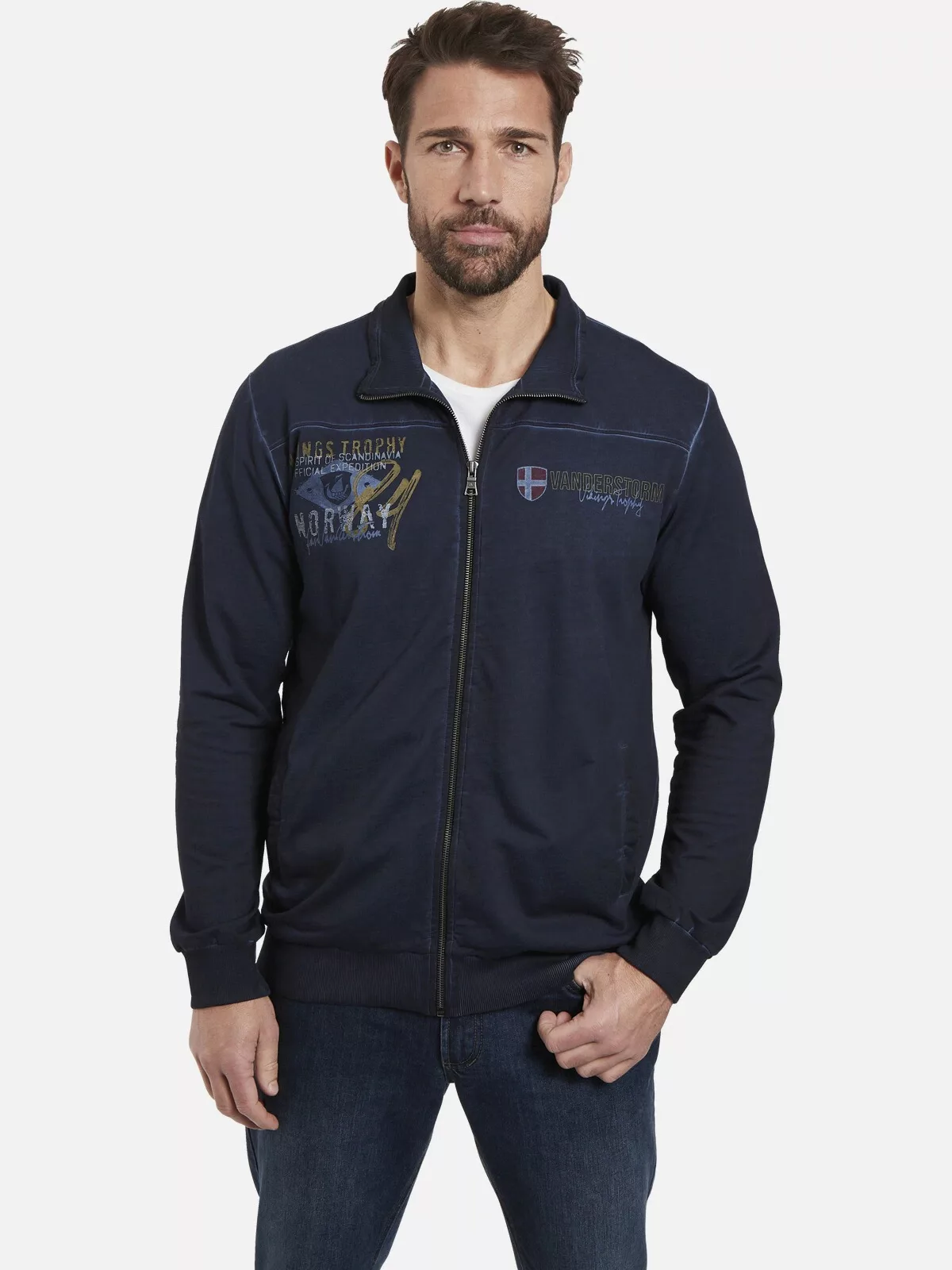 Jan Vanderstorm Sweatjacke SIVID, oil-dyed Optik günstig online kaufen